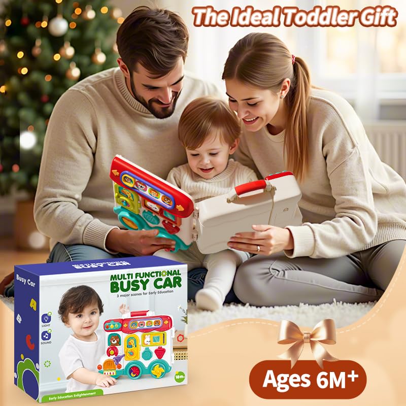 Montessori Busy Board Toys for 1 Year Old Boy, 1 Year Old Boy Birthday Gift, 54-in-1 English & Spanish Baby Busy Board Montessori Toys, Ideals 1st Birthday Gifts Boy, 1 Year Old Boy Toys Gifts