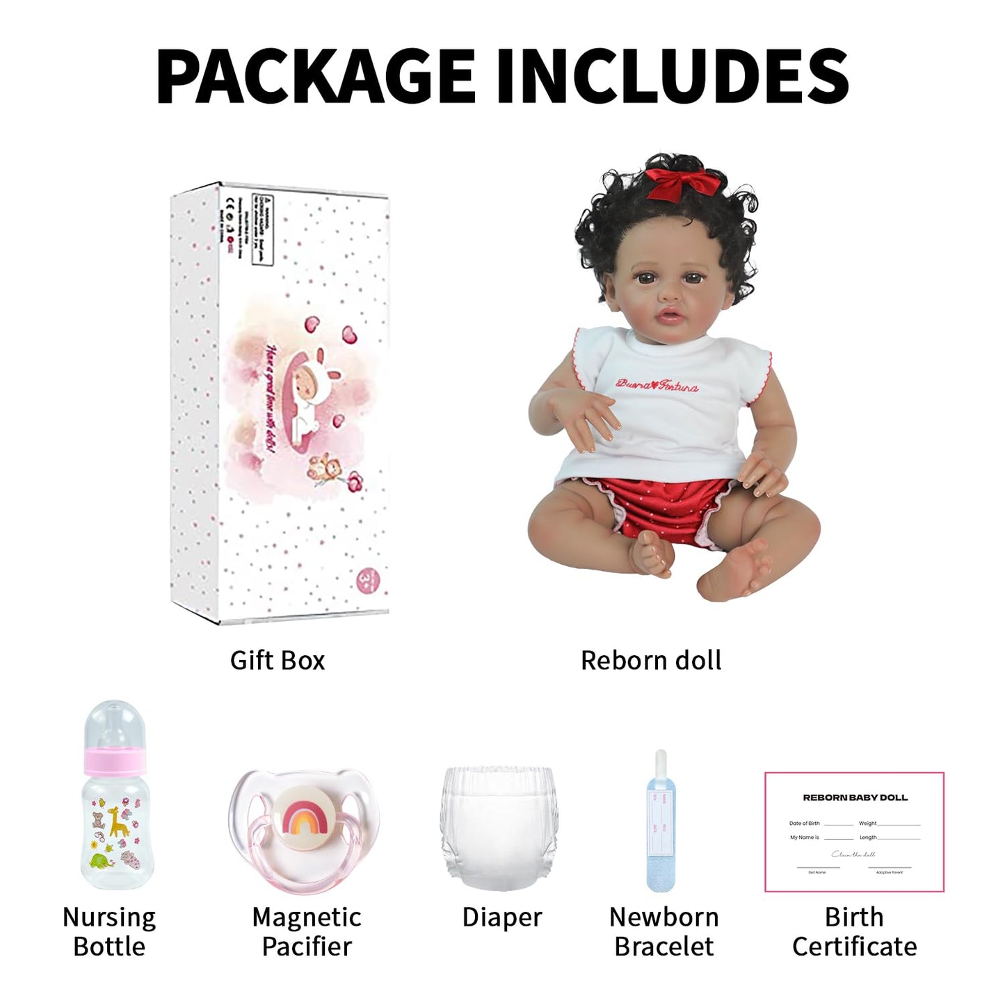 SCOM Reborn Baby Dolls Black-20 Inch Girl African American Realistic Newborn Girl Doll, Lifelike Weighted Soft Body, Christmas Birthday Gift for Kids Age 3+
