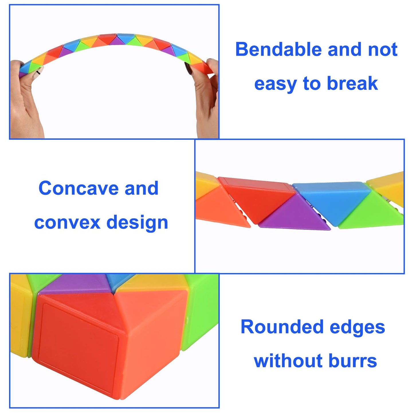 GOLDGE 24 Pack Mini Fidget Snake Cube Puzzle Toys - Party Favors & Goodie Bag Fillers for Kids & Teens - Rainbow Colors - Bulk Birthday & Back to School Gifts - Stocking Stuffers