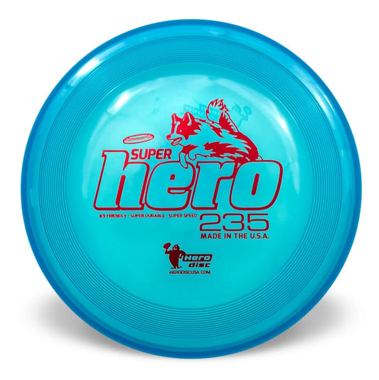 Hero Disc USA Superhero 235 K9 Candy Plastic Dog Disc, Outdoor Dog Toy and Pet Disc, Puncture Resistant Dog Flying Disc (Blue)