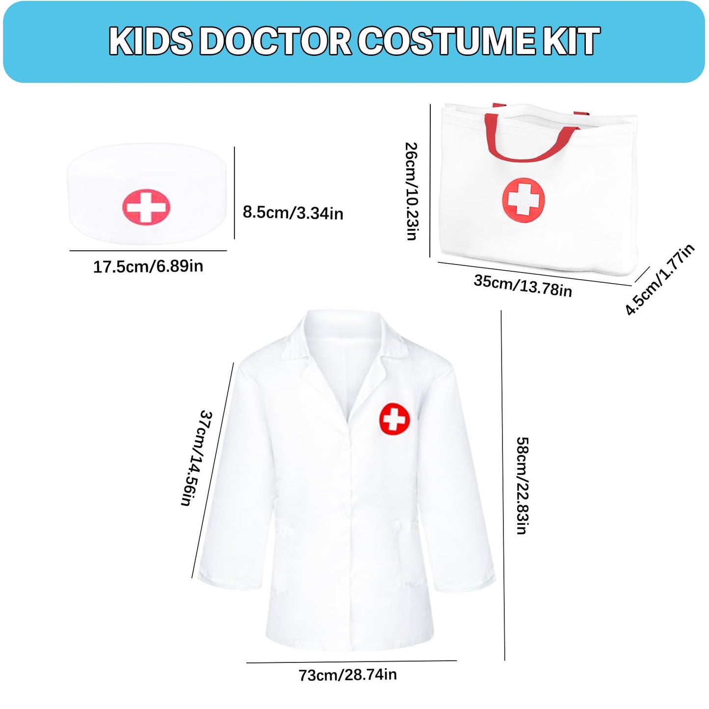 Doctor Kit for Toddlers 3-5 - Play Veterinarian Set Toys for 3 4 Year Old Boys Girls, Pretend Play Medical Kit with Dog, Bag, Costume, Stethoscope, Birthday Gifts for Kids