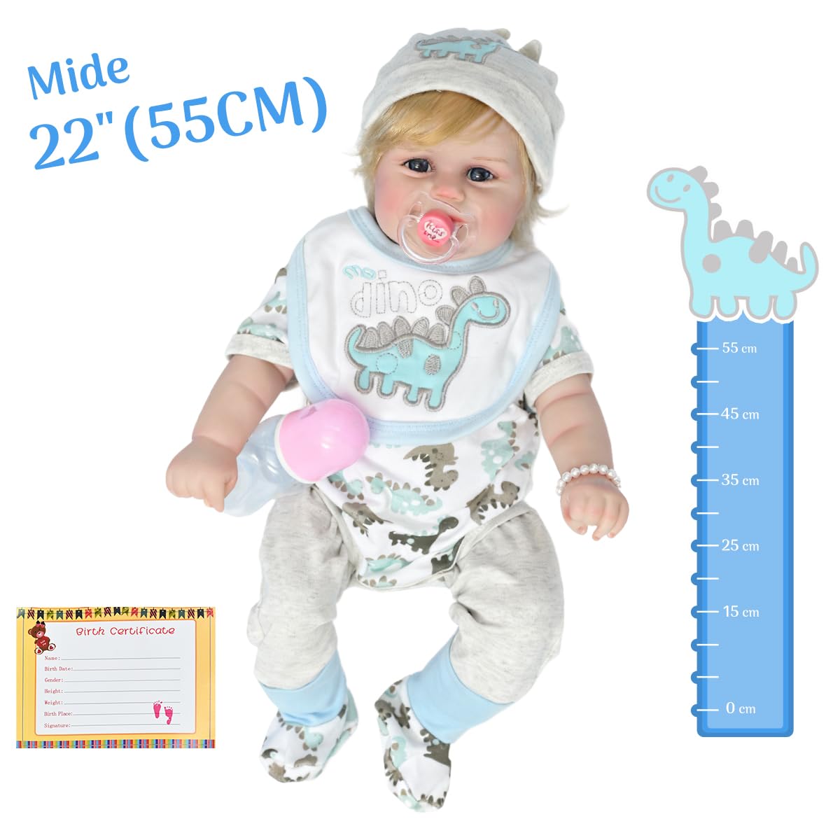 Lifelike Reborn Baby Dolls Silicone Full Body Girl, 20inch Real Baby Feeling Realistic Newborn Baby Doll Adorable Smiling Real Life Baby Dolls With Hair Gift Box For Toddler Girl Toy(Gray Hat Boy)
