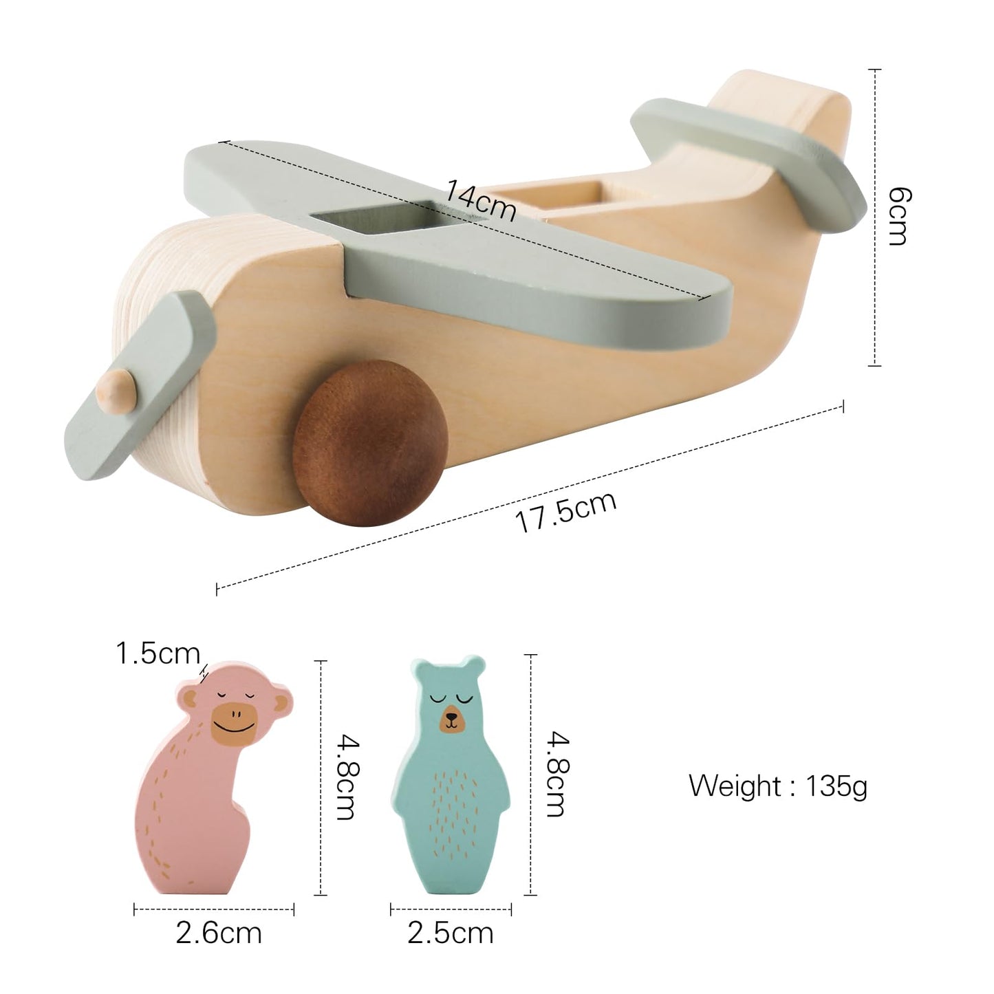 ibwaae Wooden Airplane Toys, Air Transport Vehicles Play Set, Wooden Pull Games, Learning Gift Montessori Toy for Baby Toddler Boys Girls