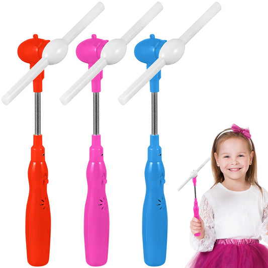 Toyvian 3 Pcs Kids Glow Wands Light Up Windmill Toy Led Hand Fan Pinwheels for Kids, Fan Toy with Music, Light Up Swivel Light Wand Party Favor, 24.5cm/9.65inch Led s for