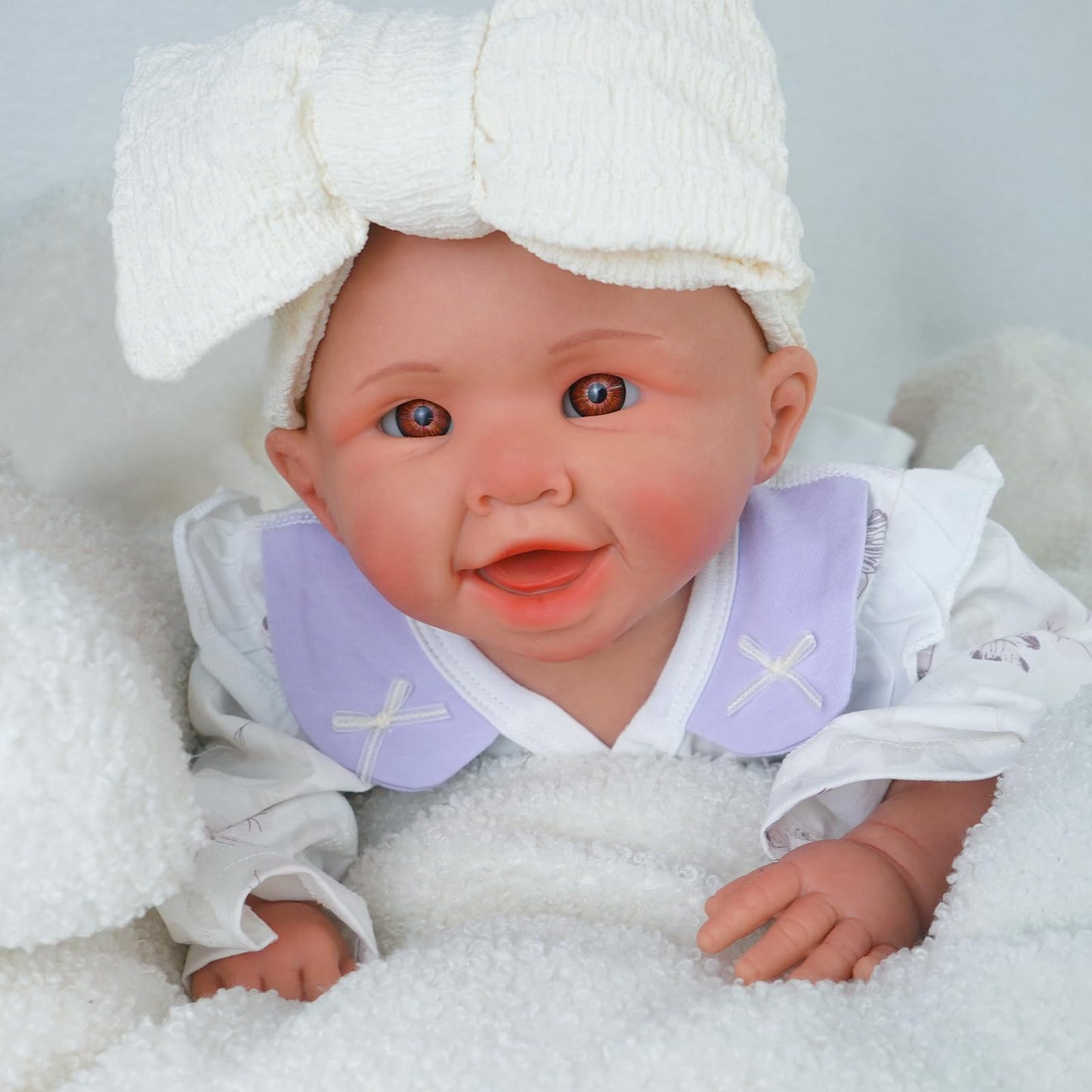 Reborn Baby Dolls Silicone Full Body -18.5 Inch Lifelike Baby Doll Girl Not Vinyl,Hand Painted Realistic Smiling Newborn Baby Doll Gift for Kids 3+ & Collectors