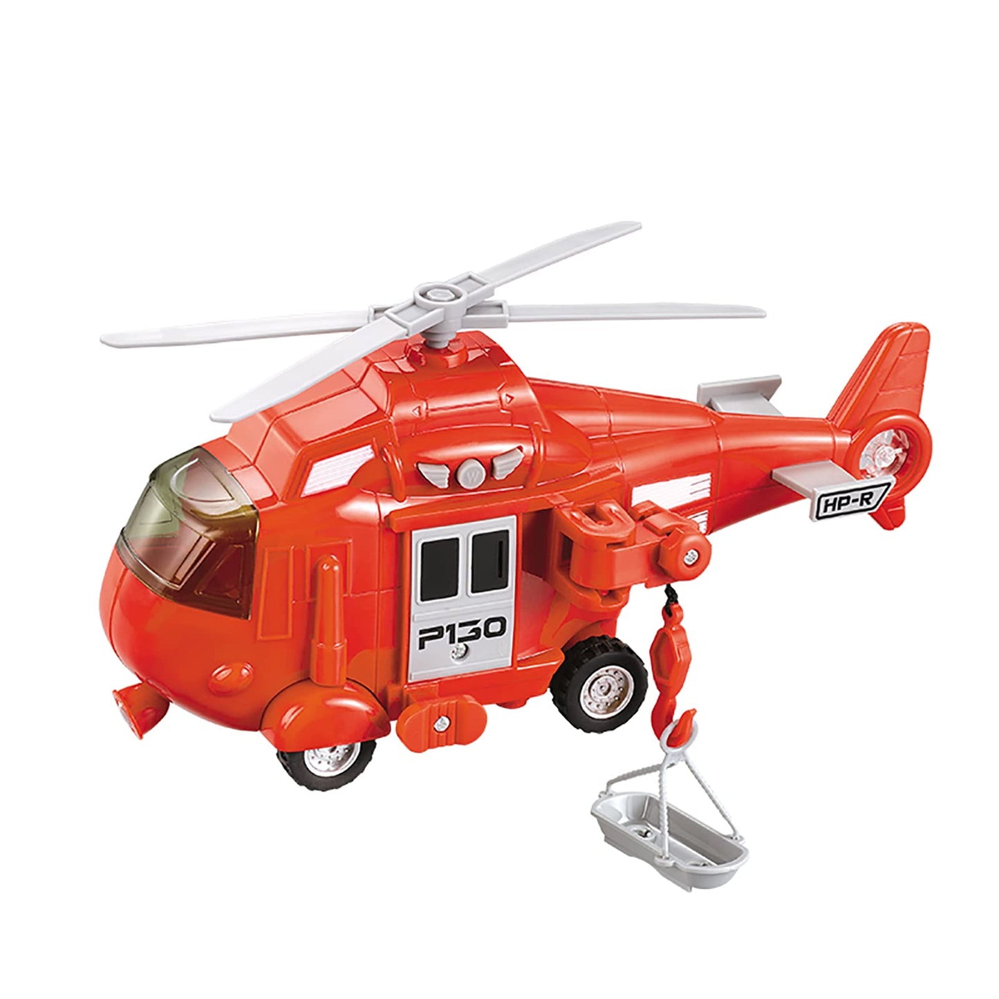 OMGTOY Military Helicopter, Airforce Airplane Toy with Hanging Basket Lights and Sounds for Kids(Red)