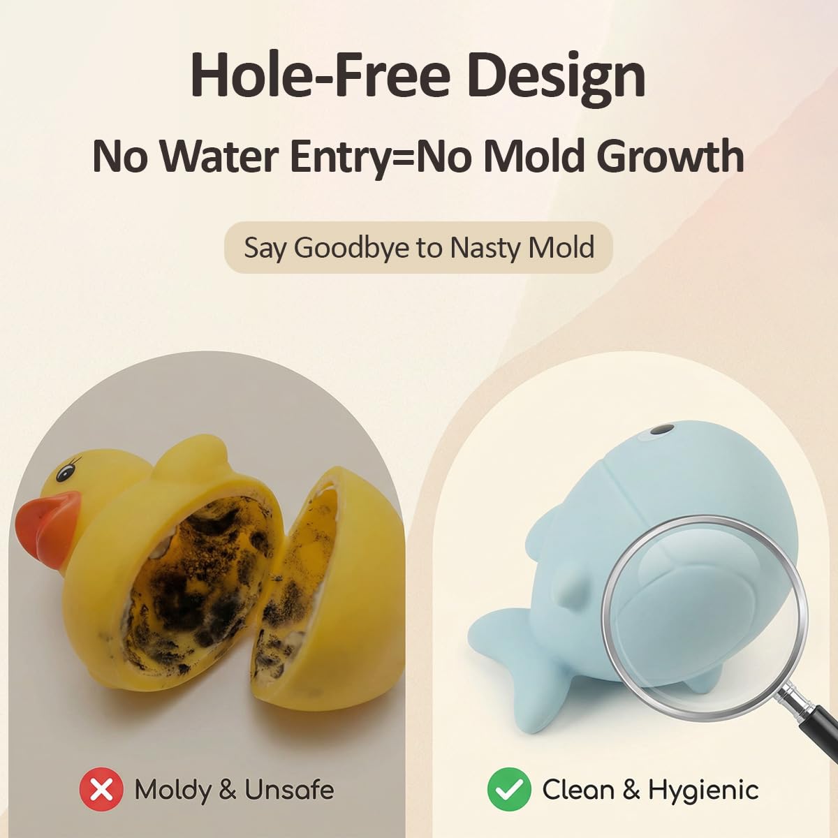 7PCS No Hole Mold Free Baby Bath Toys with Ocean Animals, Sealed Bathtub Toys for Infant with Spoons and Storage Bag, Soft, Float and Squeezeable Water Toy for Shower, Pool and Beach, Gift for 6-12M+