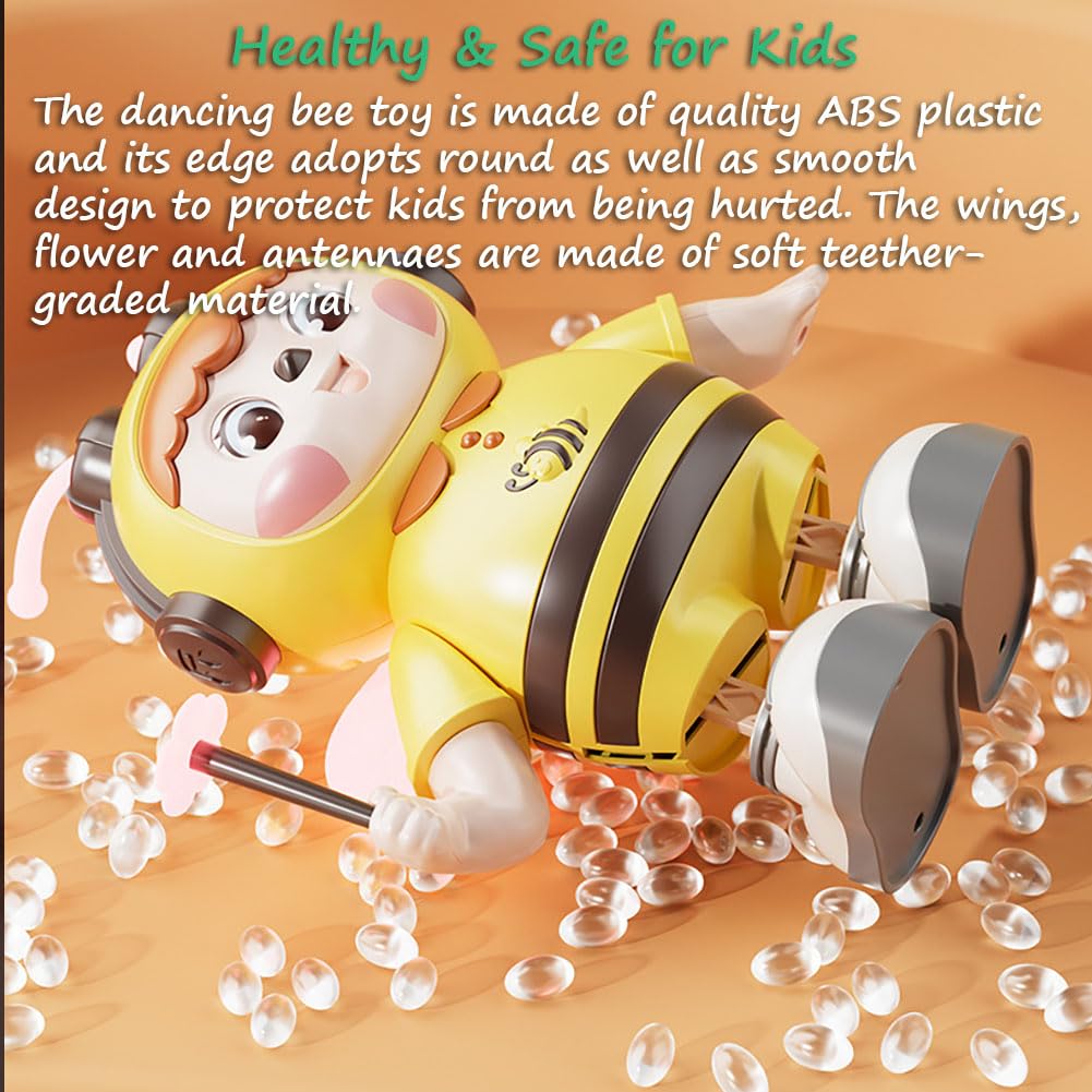 Miracland Dancing Bee Musical Toy - Baby Crawling Robot with Cool Lights & Dynamic Music, Moving Legs, Twisting Body & Moving Eyes (Pink Wings)
