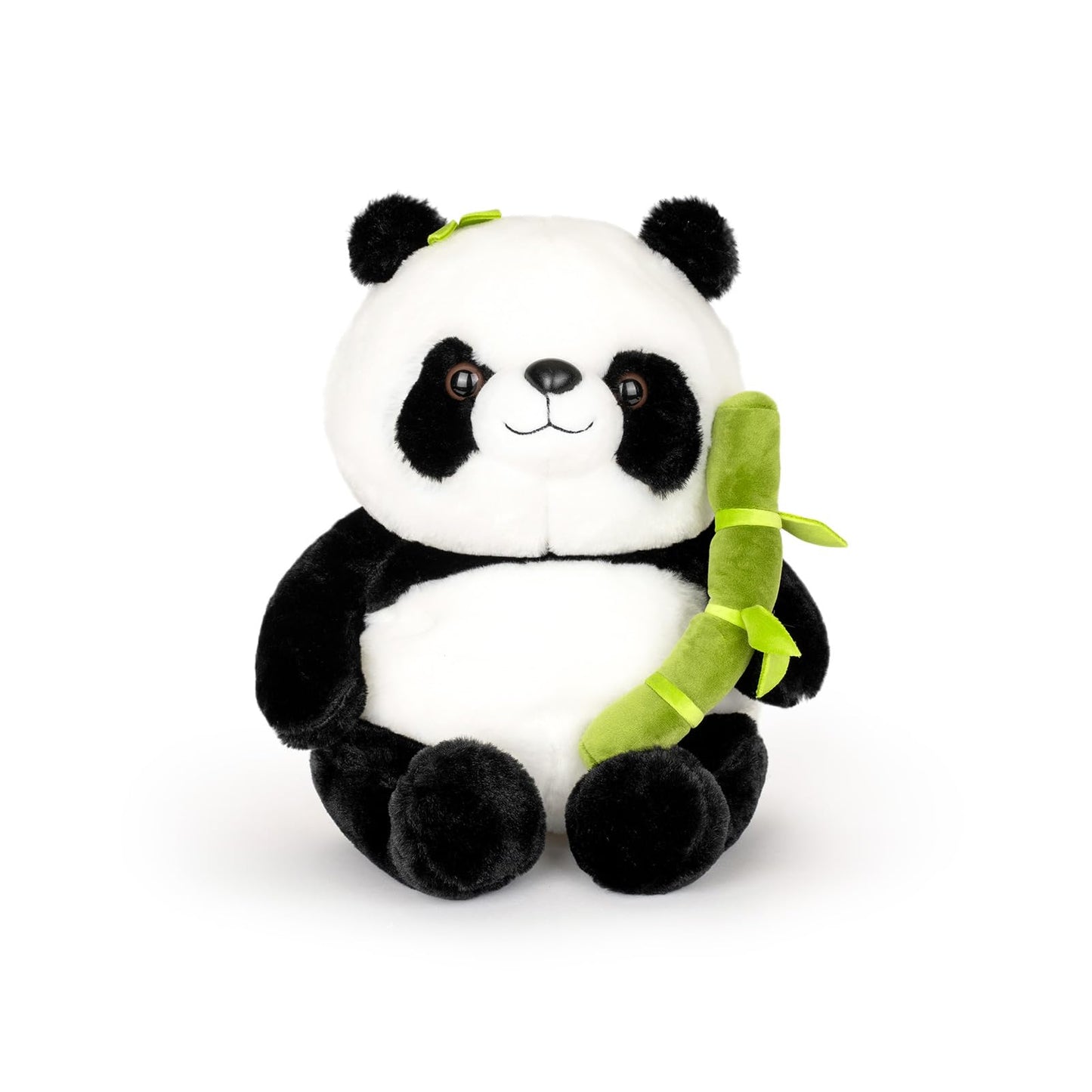 Wanwu World Panda Stuffed Animal 9'' Soft Bear Plush Toys with Bamboo Stuffed Panda Plushies Cute Doll Gifts Black and White (9inch