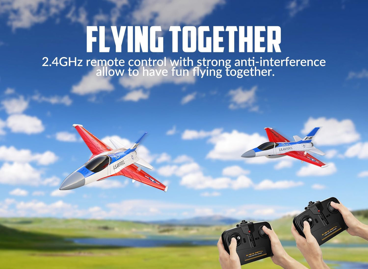 volantexrc RC Plane F-16 Fighting Falcon - 2.4Ghz 2CH Remote Control Airplane Jet Fighter Ready to Fly with Cool Lights, for Beginners,Adults (762-4)