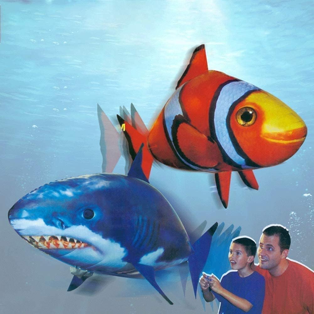 AUOK Remote Control Shark Toys Infrared RC Flying Clown Fish Balloon - Anti-Gravity Indoor Toy with Mid-Air Hovering for Fun Party Decorations & Gifts (Orange)