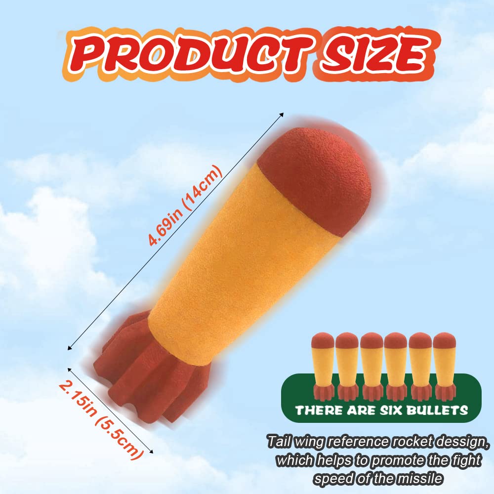 Gantan Toy Rocket Barrel Launcher-Fires Foam Rockets Includes 6 Rockets Compatible with RL Blaster- Shooting Game Toy Air Power Blaster Toy Gun for Youth, Adults