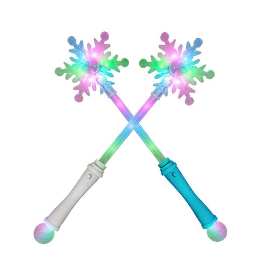 SENSORY4U Frozen Snowflake LED Light Up Wand Toy for Kids - 2 Pack, Magical Princess Costume Accessory, Perfect for Party Favors, Holiday & Birthday Events