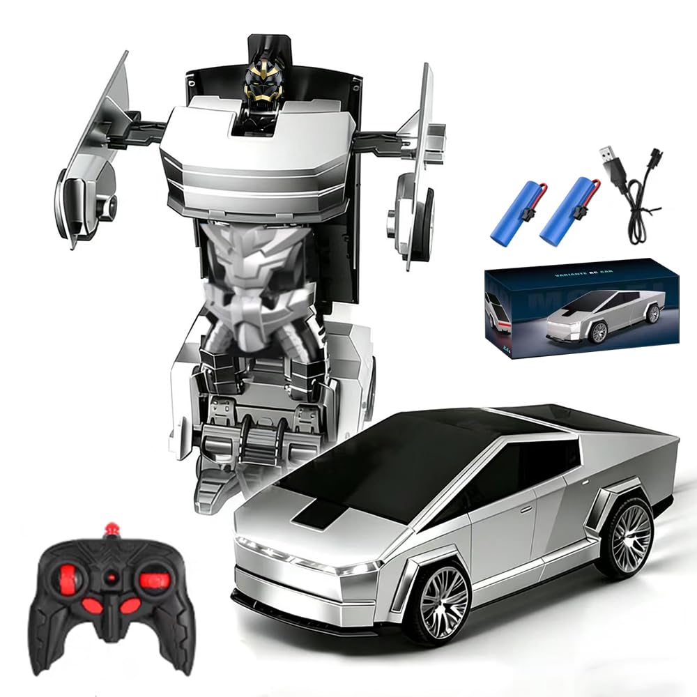 Remote Control Cyberpickup Toy Transform Robot Toy for Boys Girls 2.4Ghz RC Car 2 in 1 Transforming Truck with Light Effect 1/24 Vehicle 360° Rotation Car Birthday Charistmas Gifts for Kids