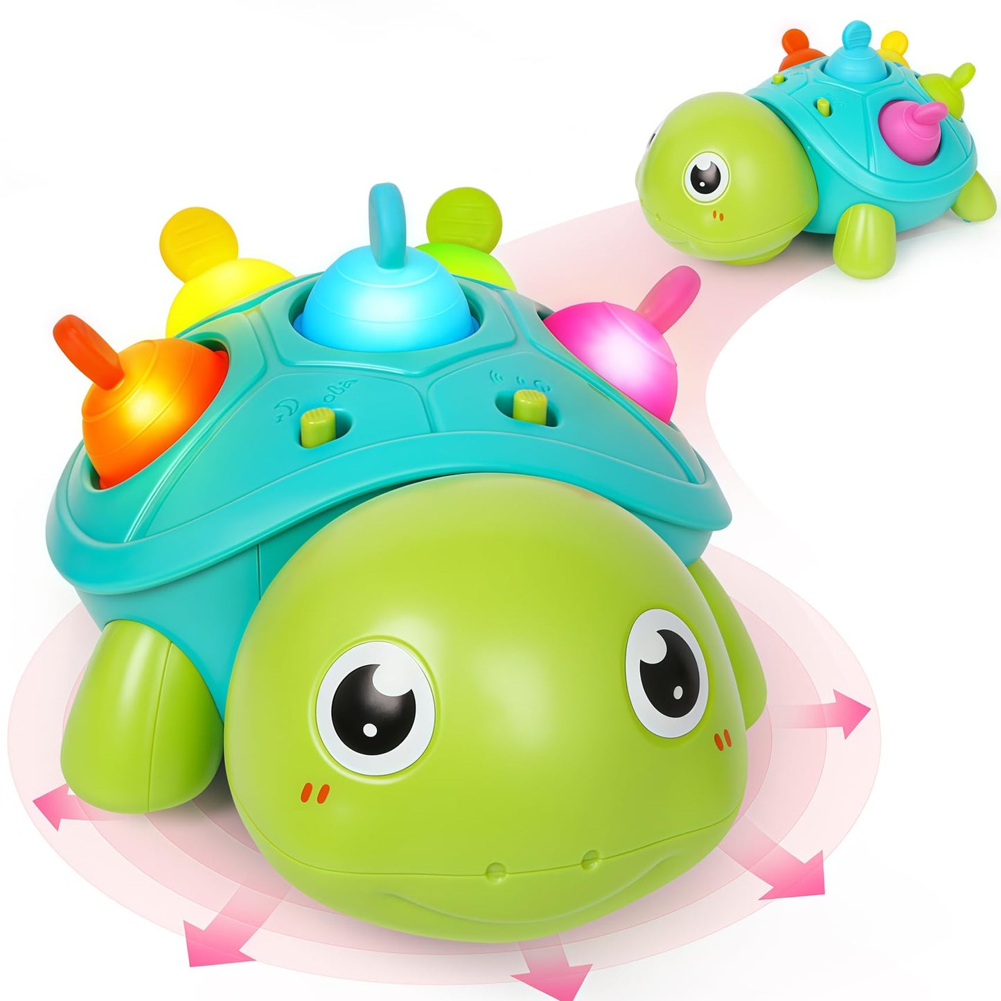 TSYAN Baby Toys 6-12Months, Musical Turtle Crawling Infant Toys, Tummy Time & Infant Toys with Light & Sound,Early Learning Educational Toy Christmas Birthday Gifts for Boys Girls 0-1 Years Old