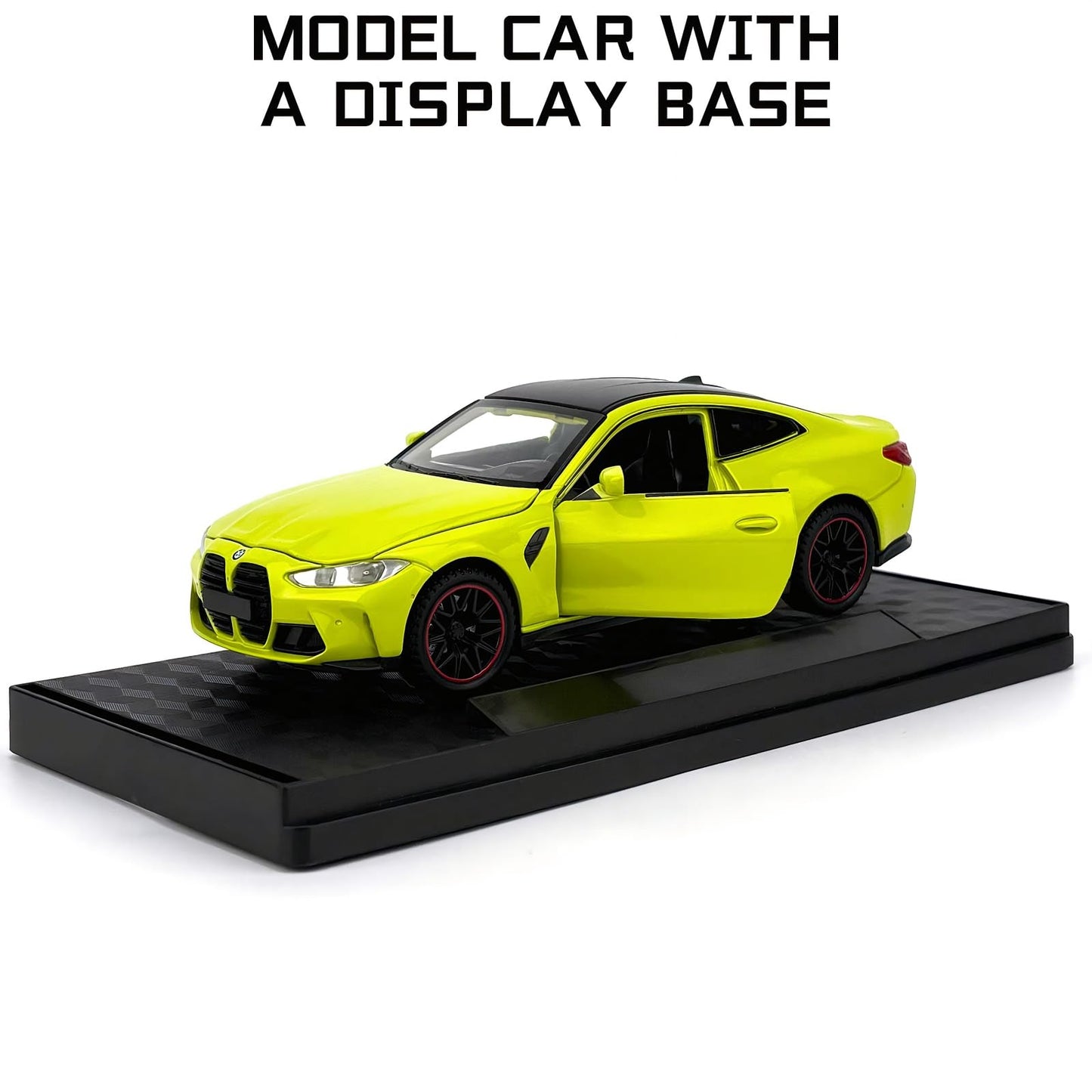 1/32 M4 Diecast Model Car, 6.3'', 4 Doors, Hood & Trunk Openable, Collectible Vehicle, Pull Back Toy Car with Sound & Light, Ideal Gift for Boys & Girls