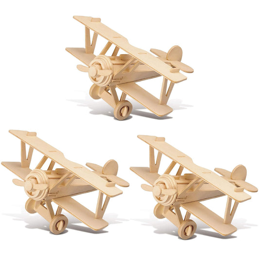 TOYANDONA 3 Pack Wooden DIY Crafts Plane, Mini Assemble Painting Airplane Model Toys Wood 3D Puzzles Construction Kits for Kids School Craft Decor Projects