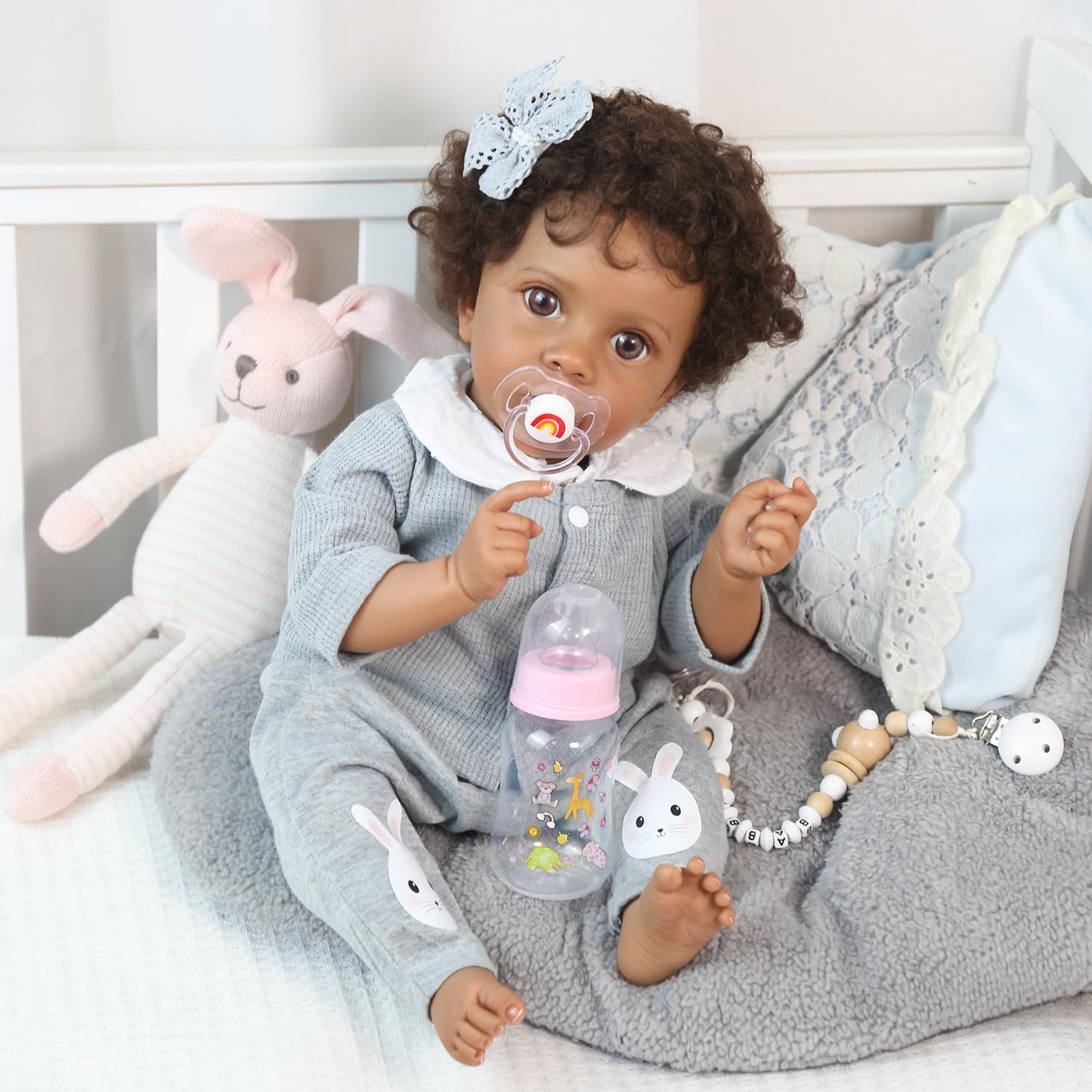 WOOROY Reborn Baby Dolls Girl Black - 20 Inch Realistic Baby Doll African American, Newborn Lifelike Real Life Girl Soft Cloth Body, Gift Set with Accessories for Kids Aged 3+