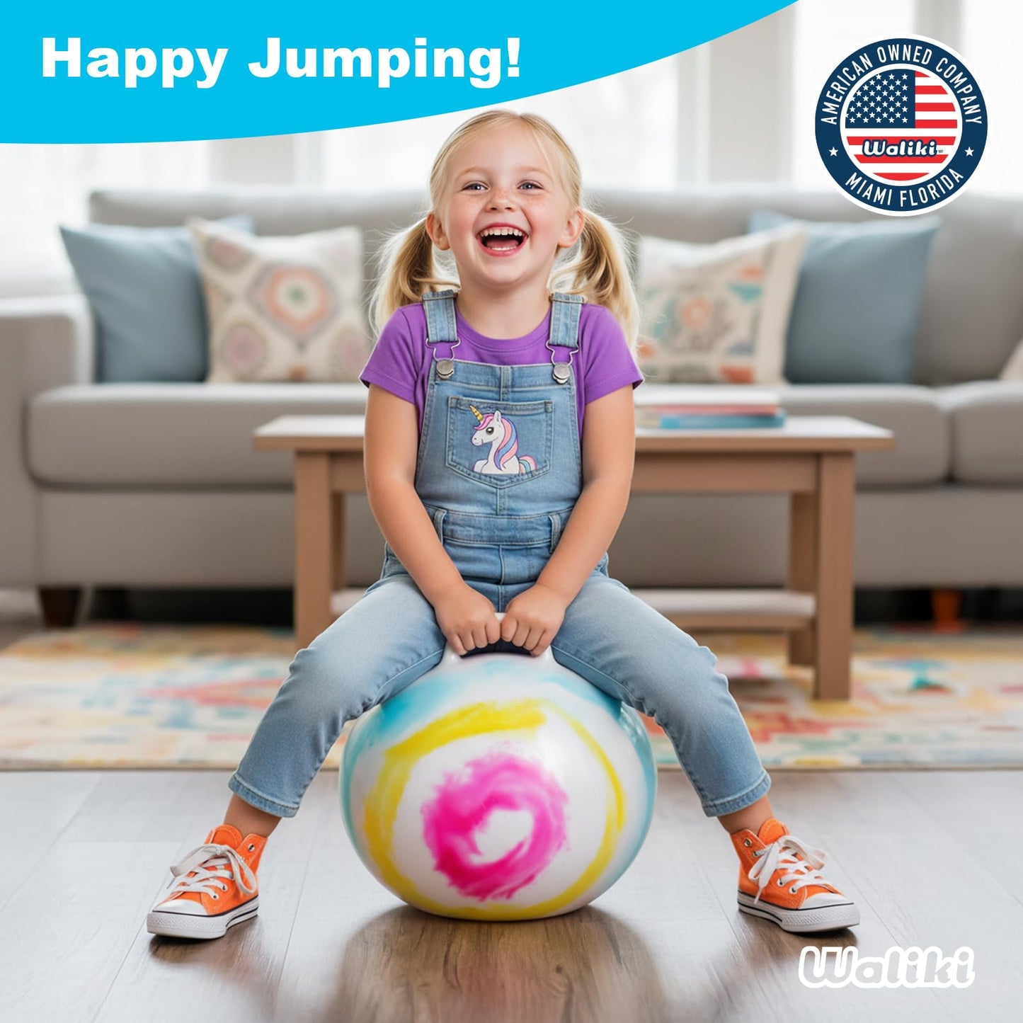 WALIKI Hopper Ball Toy for Boys & Girls Ages 3 4 5 6 Years Old | Tie-Dye Jumping Ball | 18" Hippity Hop Ball | Fun Birthday Gift