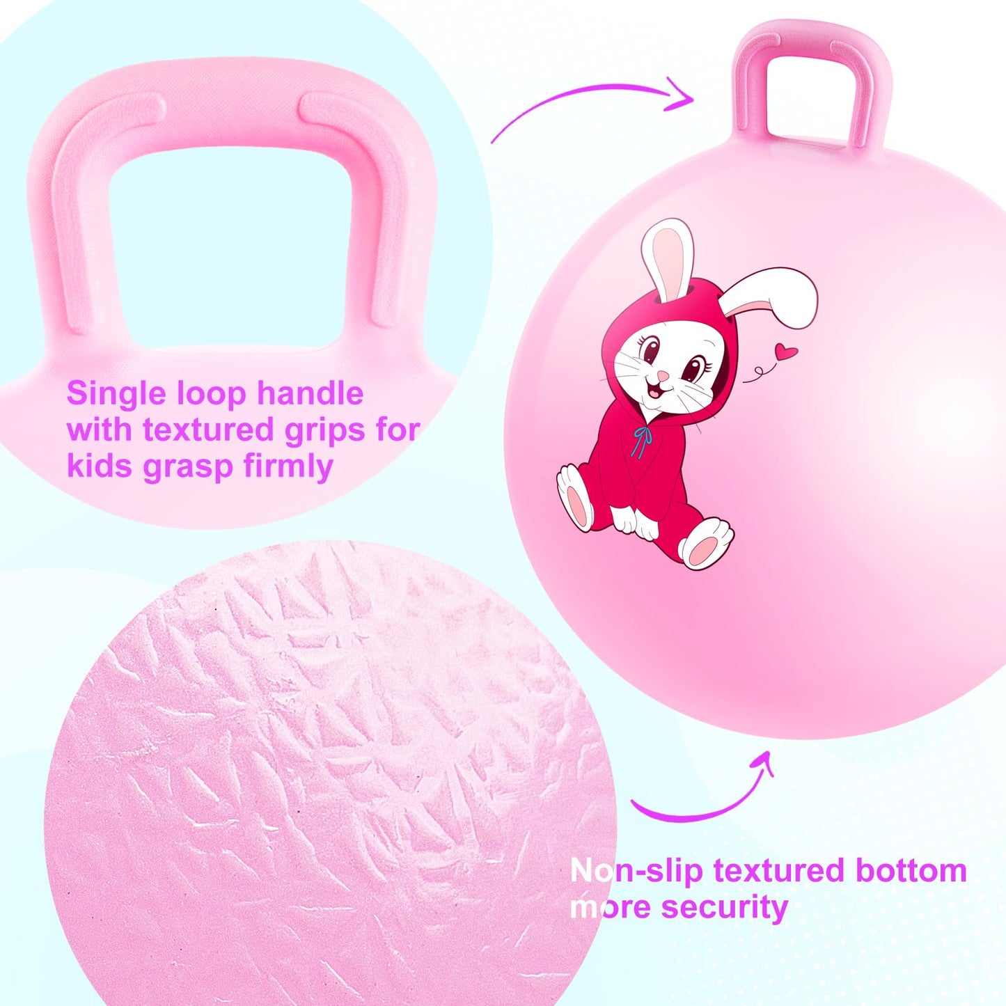 ZOOJOY 6pcs Hopper Balls for Kids 3-8, 18In Bouncy Ball with Handle, Sit on Hopping Toys for Sport/School/Team Active Play, Hippity Hop Ball for Indoor Outdoor Games with Pump
