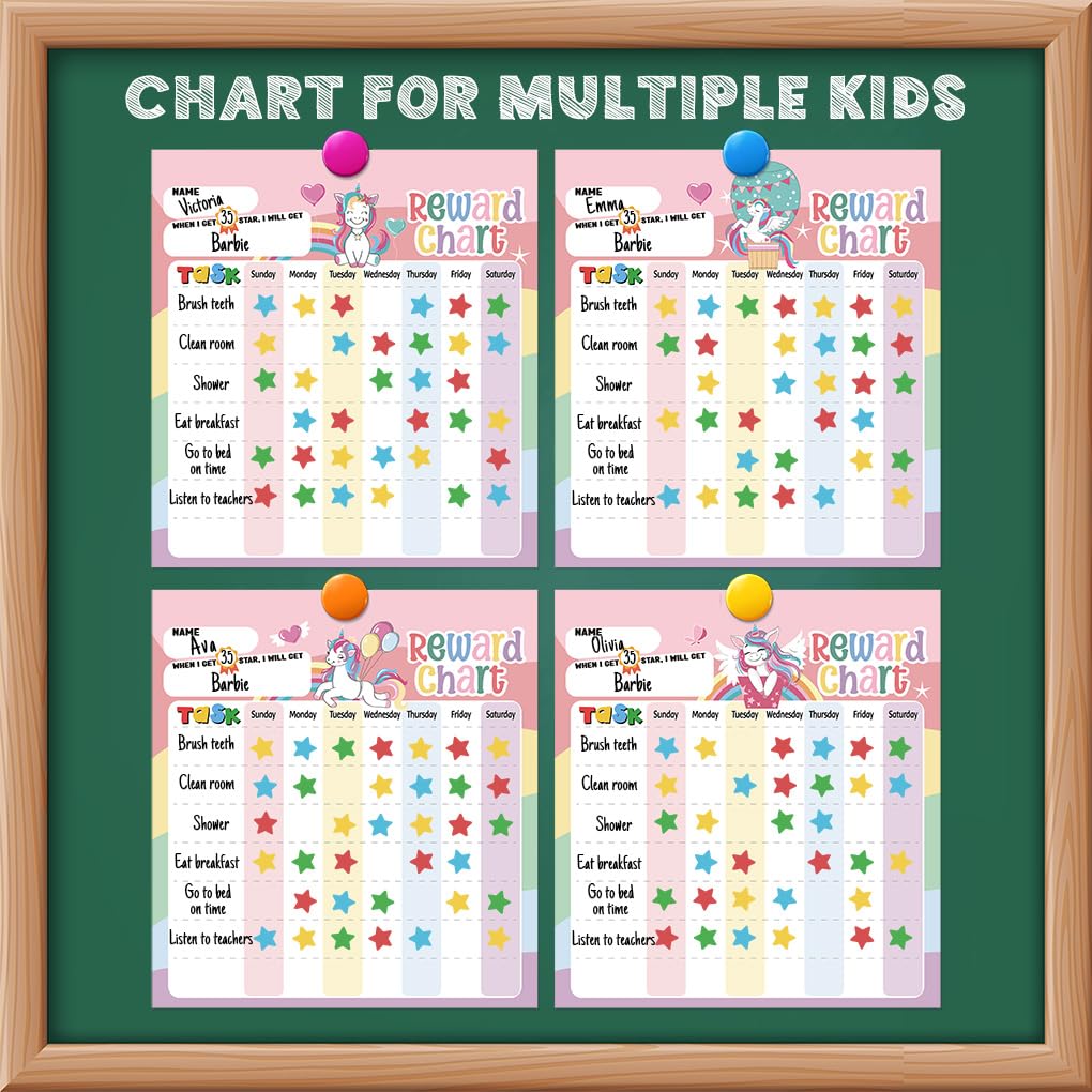Reward Chart for Kids – Unicorn Magnetic Kids Behavior Chart, Pad with 26 Chore Charts, 1920 Star Stickers, 49 Incentive Stickers, Responsibility Chart for Kids Girls Toddlers - Kids Chore Chart