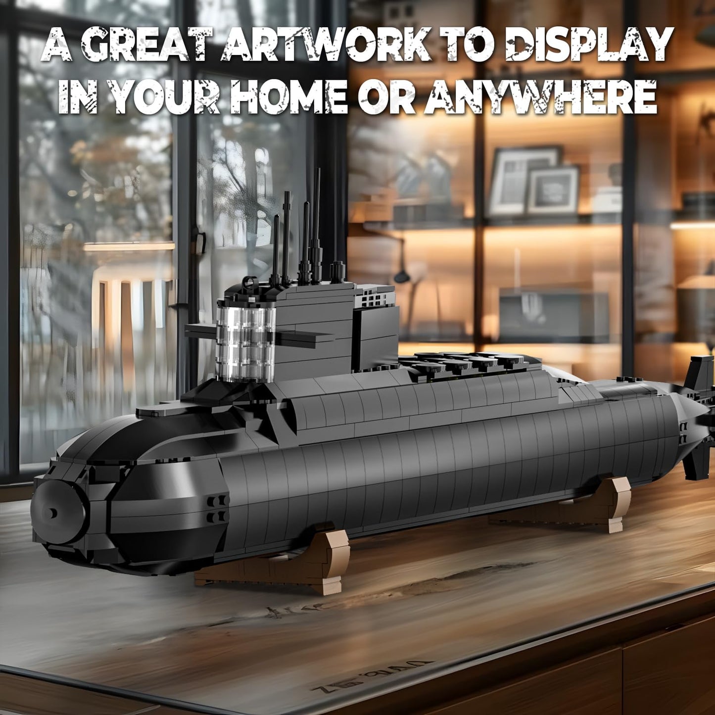 Strategic Nuclear Submarine Toy Building Blocks Set for Adult Kids, WW2 Historical Military Battleship Model Kit with Light, Home Office Decor Collection, Gift for Men Boys Teens 14 16+ (1498cs)