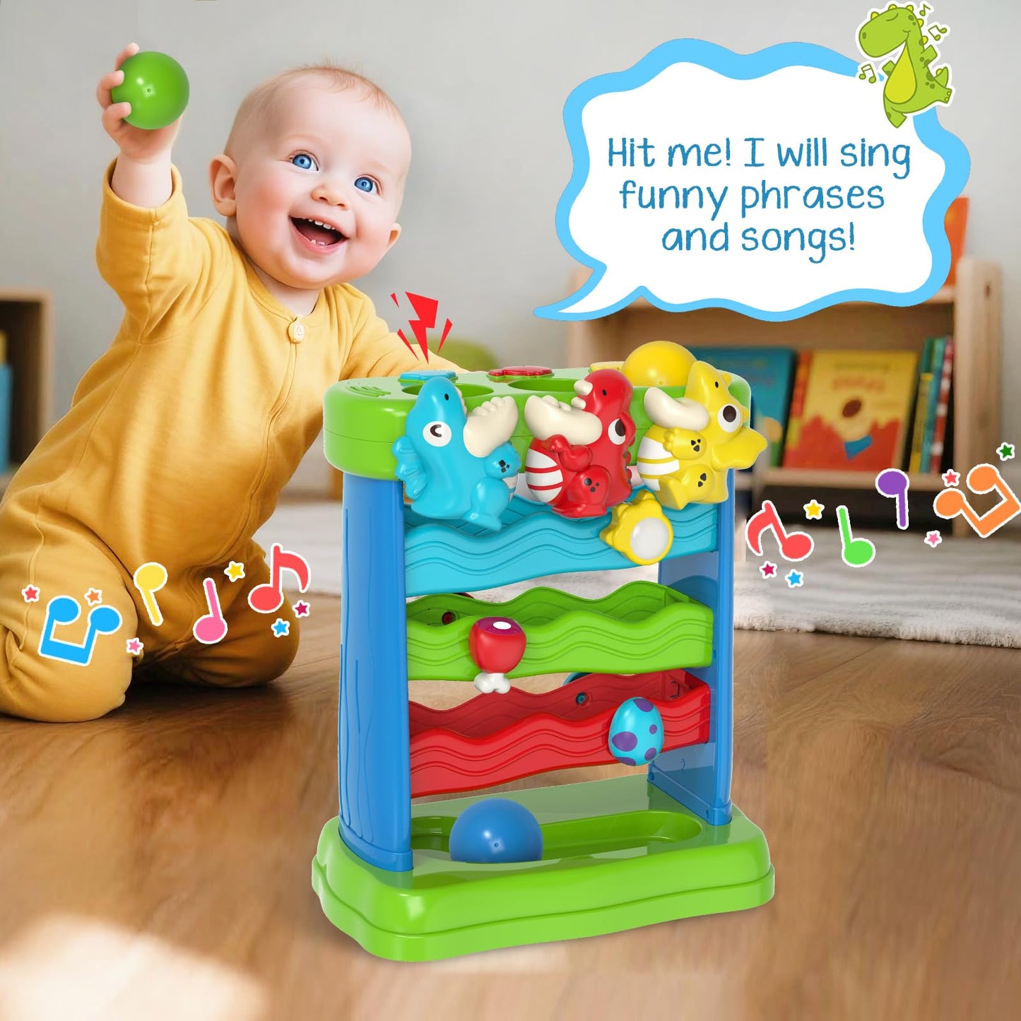 Toys for Toddlers 1 2 Years Old, Musical Montessori Toy for Baby 12-18 Months, Interactive Feeding Toys with Light, Cause and Effect Game for 12+ Months, Christmas Birthday Gifts for Boys Age 1-2
