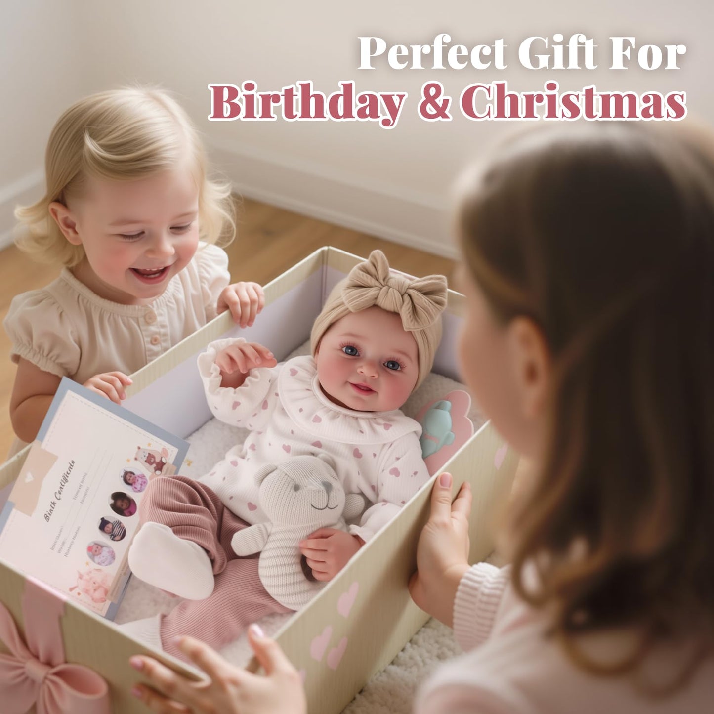 BABESIDE Lifelike Reborn Baby Dolls Tess - 17Inch Cute Soft Vinyl Realistic-Newborn Baby Doll Poseable Smiling Real Life Baby Dolls with Complete Accessories for 3+ Years Old Gifts
