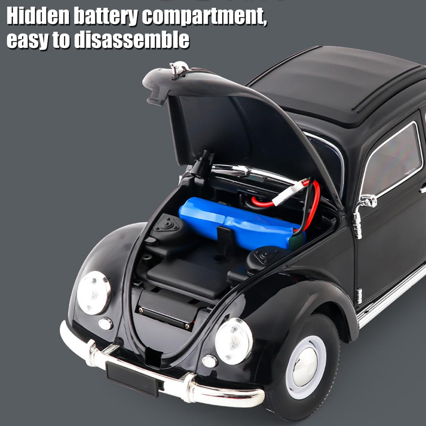 Kodbiby Remote Control Car, 1:16 Scale Classic Beetle 1950 Model Toys Car for Teens, 2.4GHz 4CH RC Car Rear Wheel Drive with LED Ligjhts and Rechargeable Battery, Birthday for Teens Adults