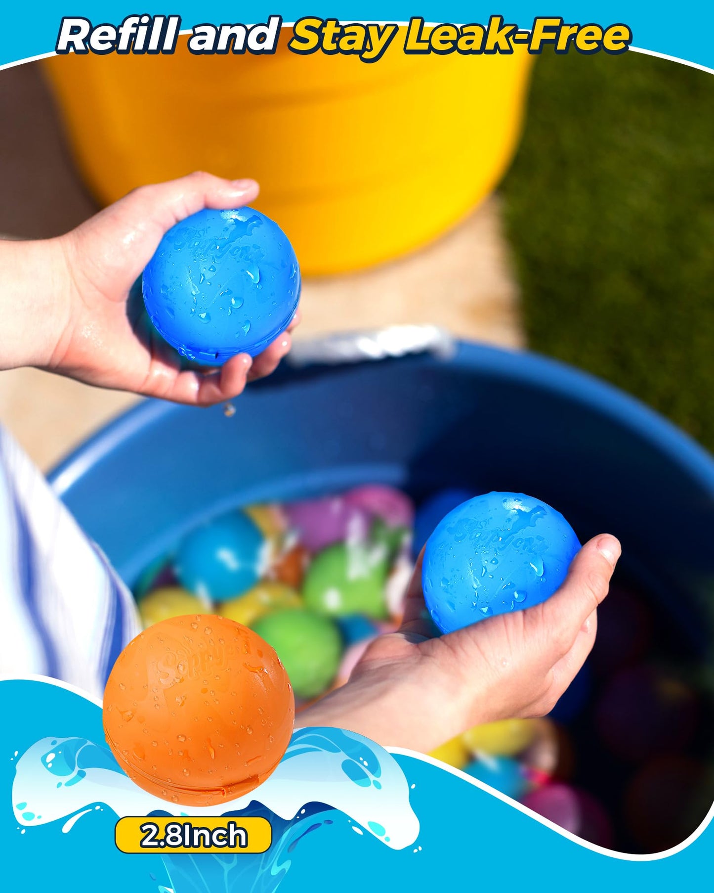 Tlitlimom 18Pcs Reusable Water Balloons, Summer Toy Water Toy for Boys and Girls, Pool Beach Toys for Kids ages 3-12, Outdoor Activities Water Toys Self Sealing Water Splash Ball for Fun