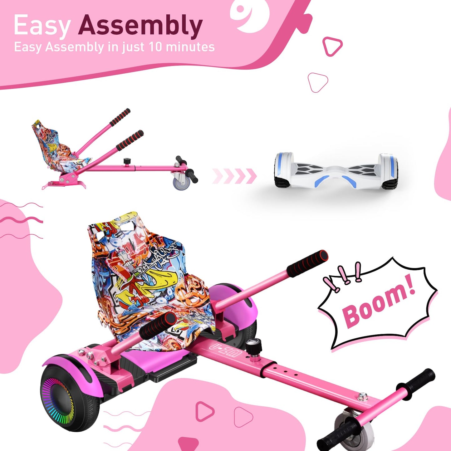 Hiboy HC-01 Hoverboard Kart Seat Attachment Accessory for 6.5" 8" 10" Two Wheel Self Balancing Scooter