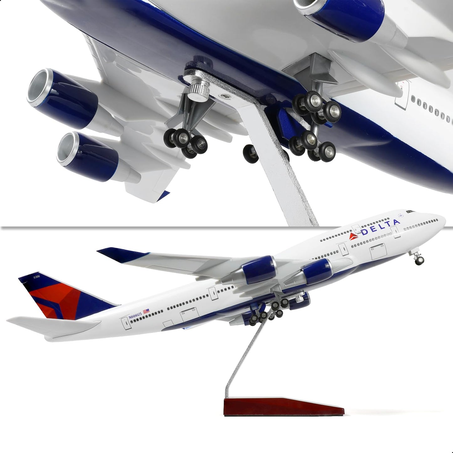 QIYUMOKE 747 1/160 Large Scale Airplane Model 18-inch Lfor Boeing 747 Prebuilt Airplane Model for Adult Plane 747 with Stand for Aviation Enthusiasts Gifts or Display Decorations