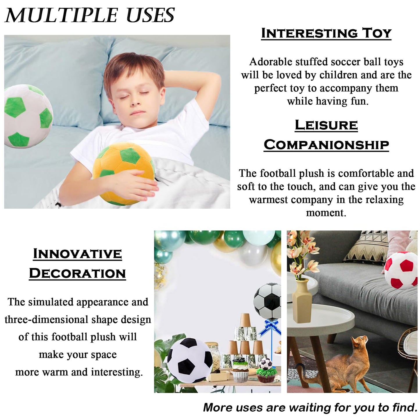 zhidiloveyou 9" Plush Soccer Ball Stuffed Toy, Plush Football Pillow Soccer Gift for Kids, Yellow-Green