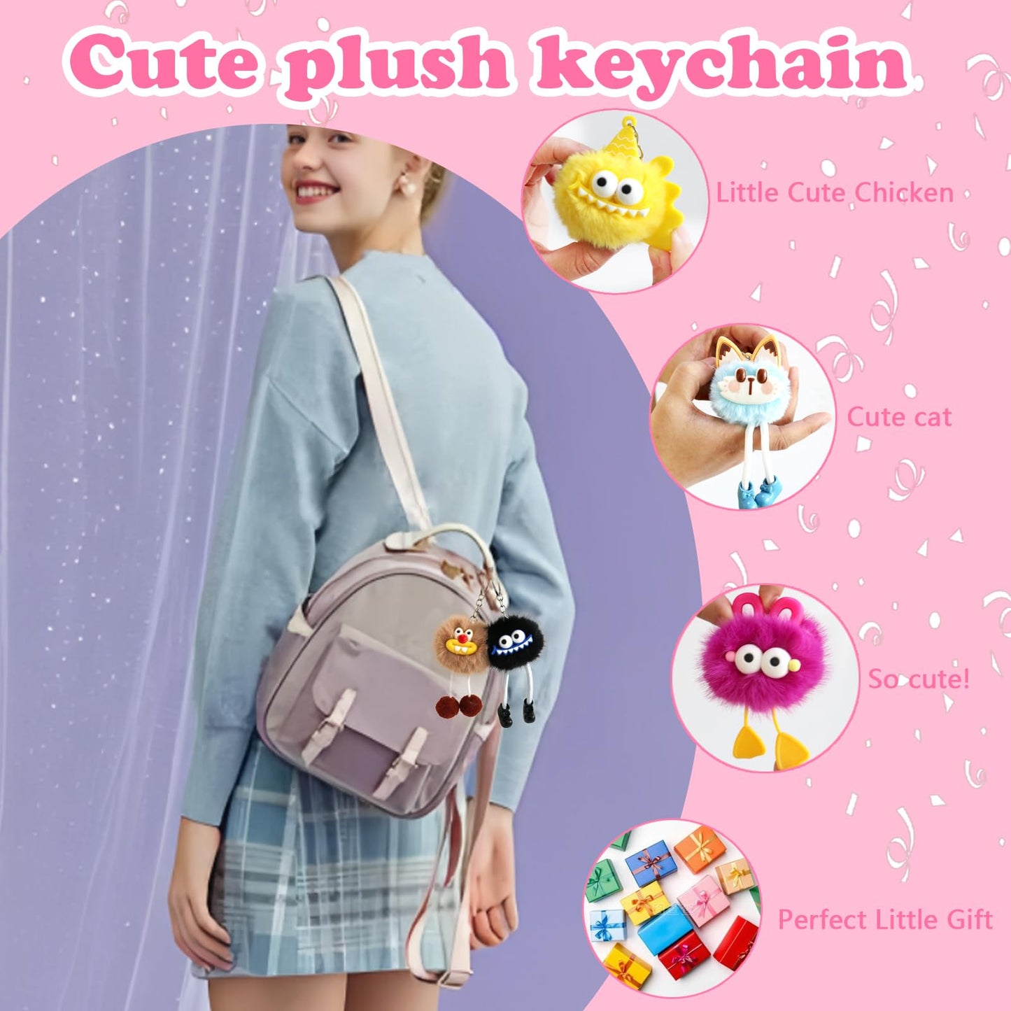 YALARY 30 Pcs Cute Plush Keychains - Keychains Easter Egg Gifts Kawaii Keychain Bulk for Birthday Goodie Bags Toys Classroom Prizes Party Favors