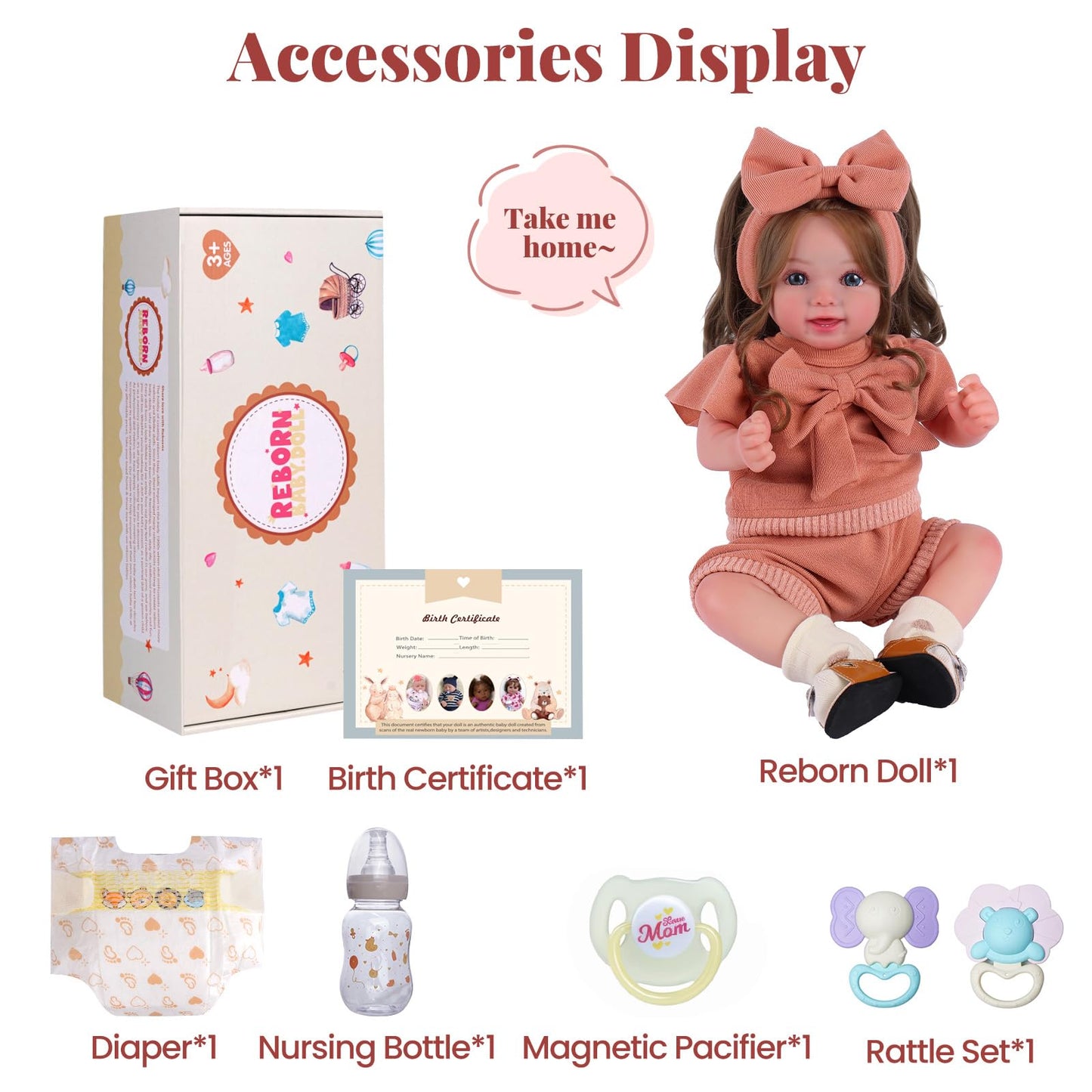 BABESIDE Reborn Baby Dolls, 20Inch Soft Cloth Body Realistic Baby Doll w/Rooted Hair and Open Eye Reborn Doll for Girls Real Life Baby Dolls Perfect for Kids Ages 3+, Playtime and Collection