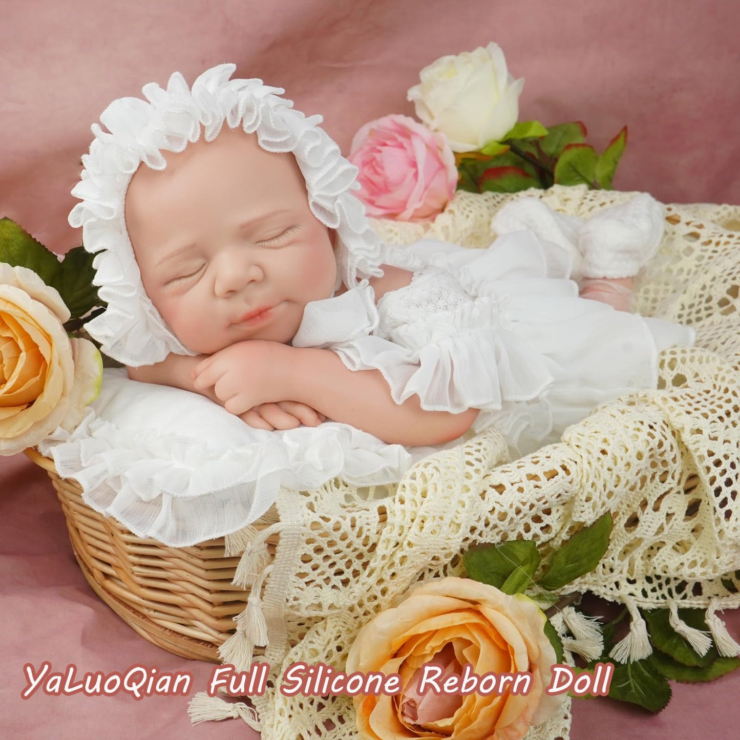 YaLuoQian Full Silicone Reborn Baby Doll, 20 Inch Lifelike Newborn Girl, Reborn Baby Dolls Silicone Full Body Sleeping for Therapy & Memory Keepsake