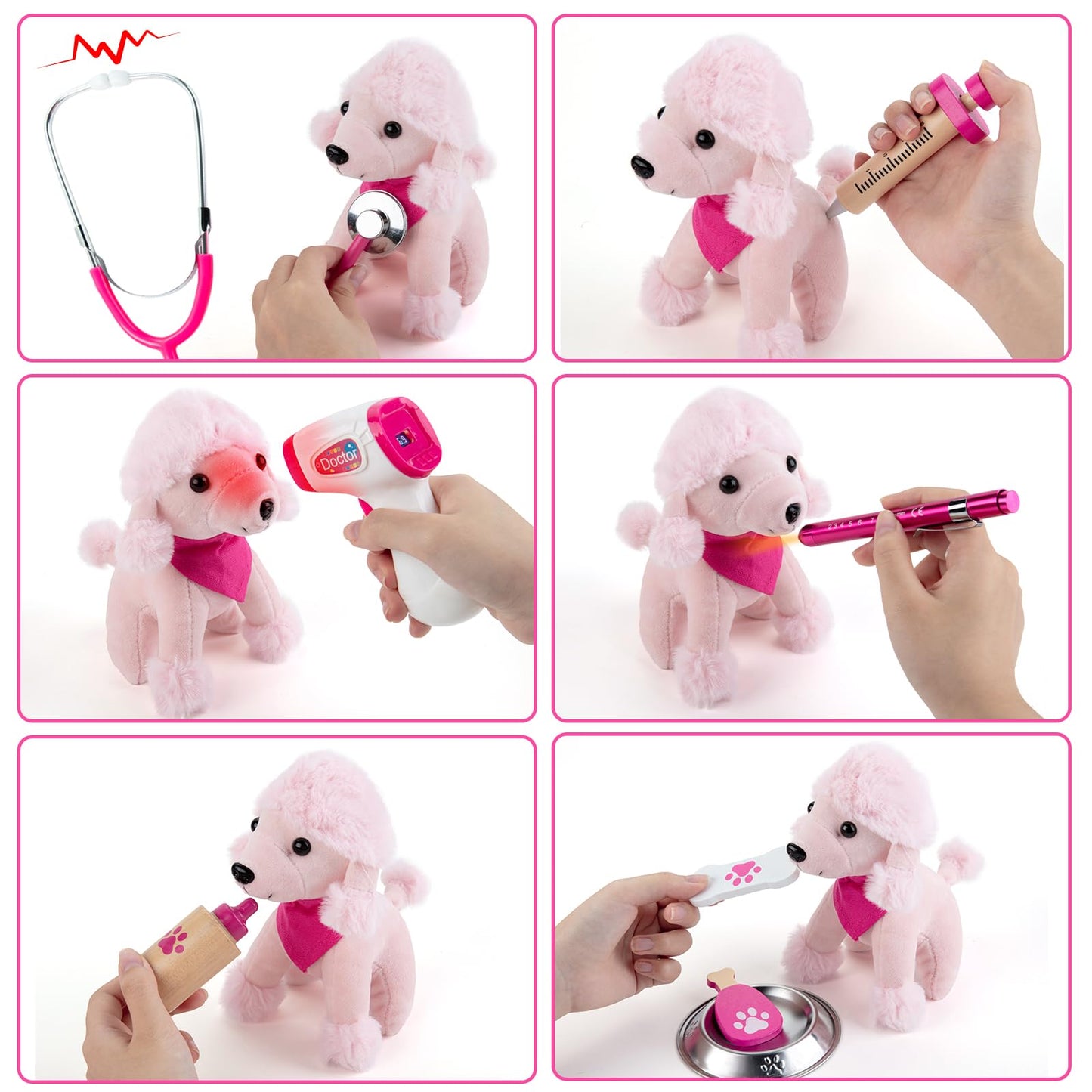 Doctor Kit for Girls, 36 Pcs Veterinarian Playset for Kids, Doctor Kit for Toddlers 3-5 with Dog Toy & Real Stethoscope, Kids Vet Kit Pretend Play Doctor Toys, Doctor Play for Boys Girls