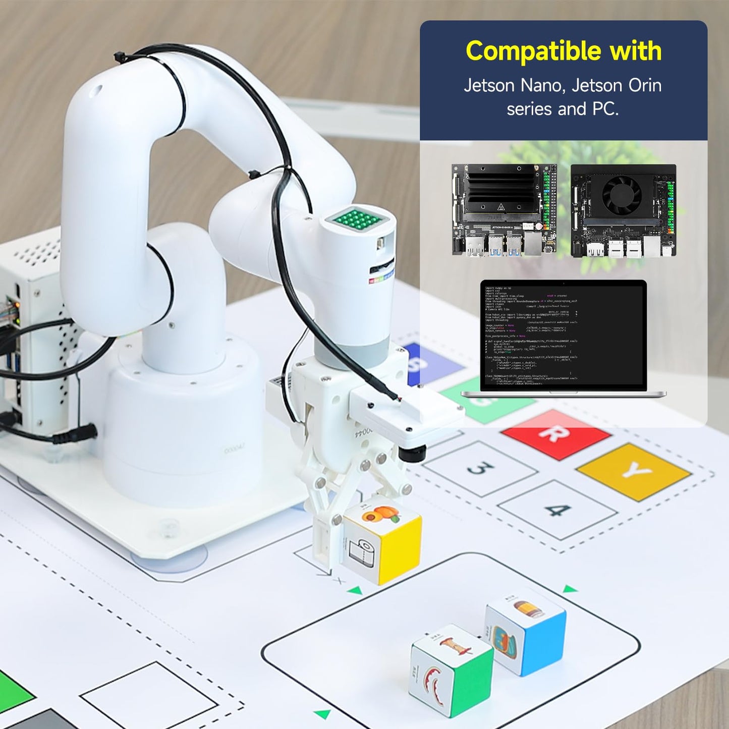 Yahboom Jetson Nano 4GB Collaborative Robot Arm Programmable ROS OpenCV for Mechanical Engineers, 7Dof with Adaptive Gripper