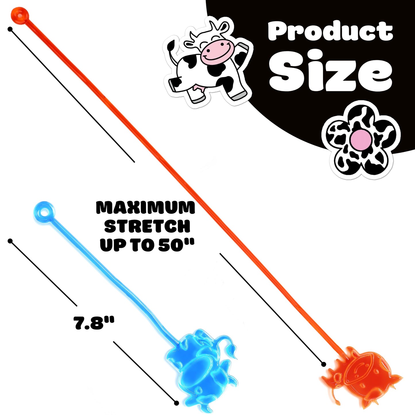 48PCS Cow Party Favors - 24PCS Cow Temporary Tattoos & 24PCS Cow Stick Hands Party Favors - Perfect Birthday Favors, Goodie Bag Stuffers, Treasure Box Toys, Classroom Prizes, and Student Gifts