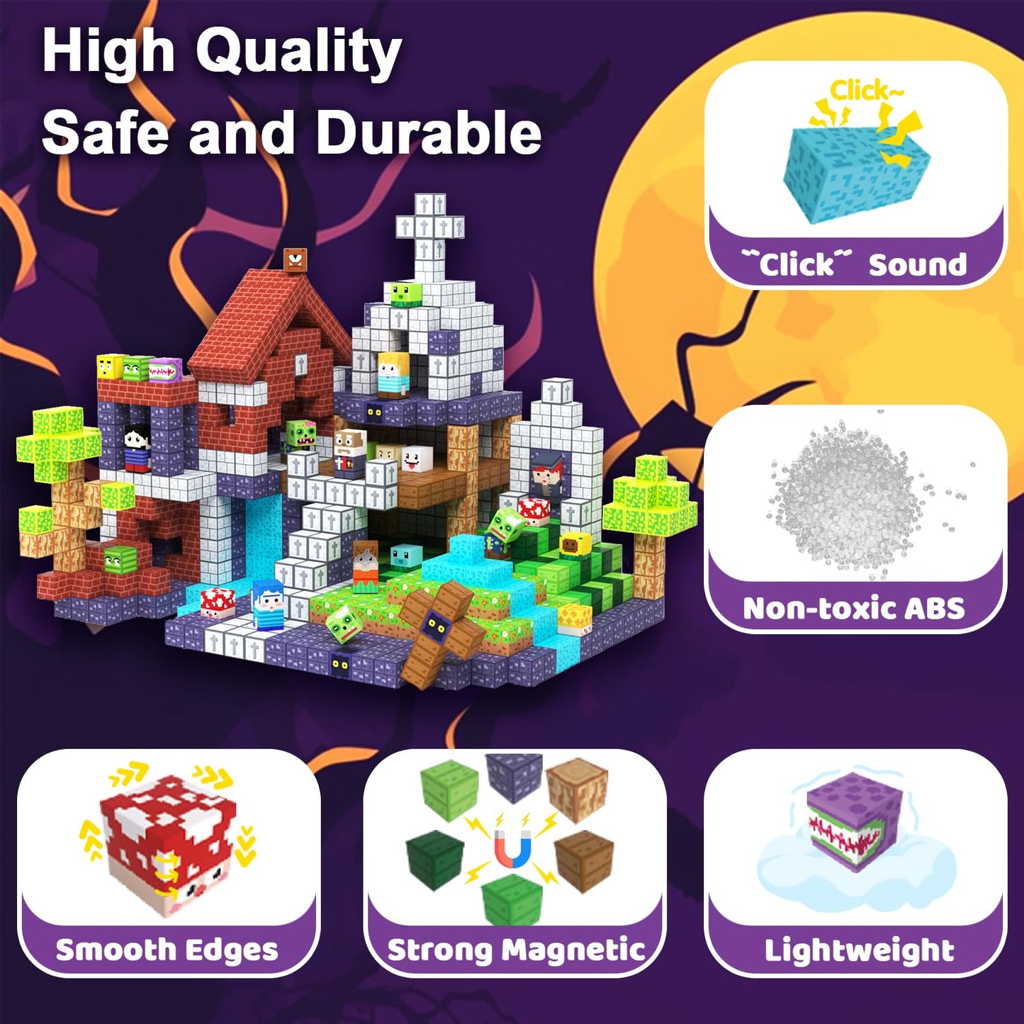 SSAWER 150 PCS Magnetic Building Blocks for Kids, Montessori Magnetic Toys, Build Zombie Island Set, STEM Toddler Sensory Building Blocks for Boys Girls 3 4 5 6 7 8 9 10th Birthday Gift