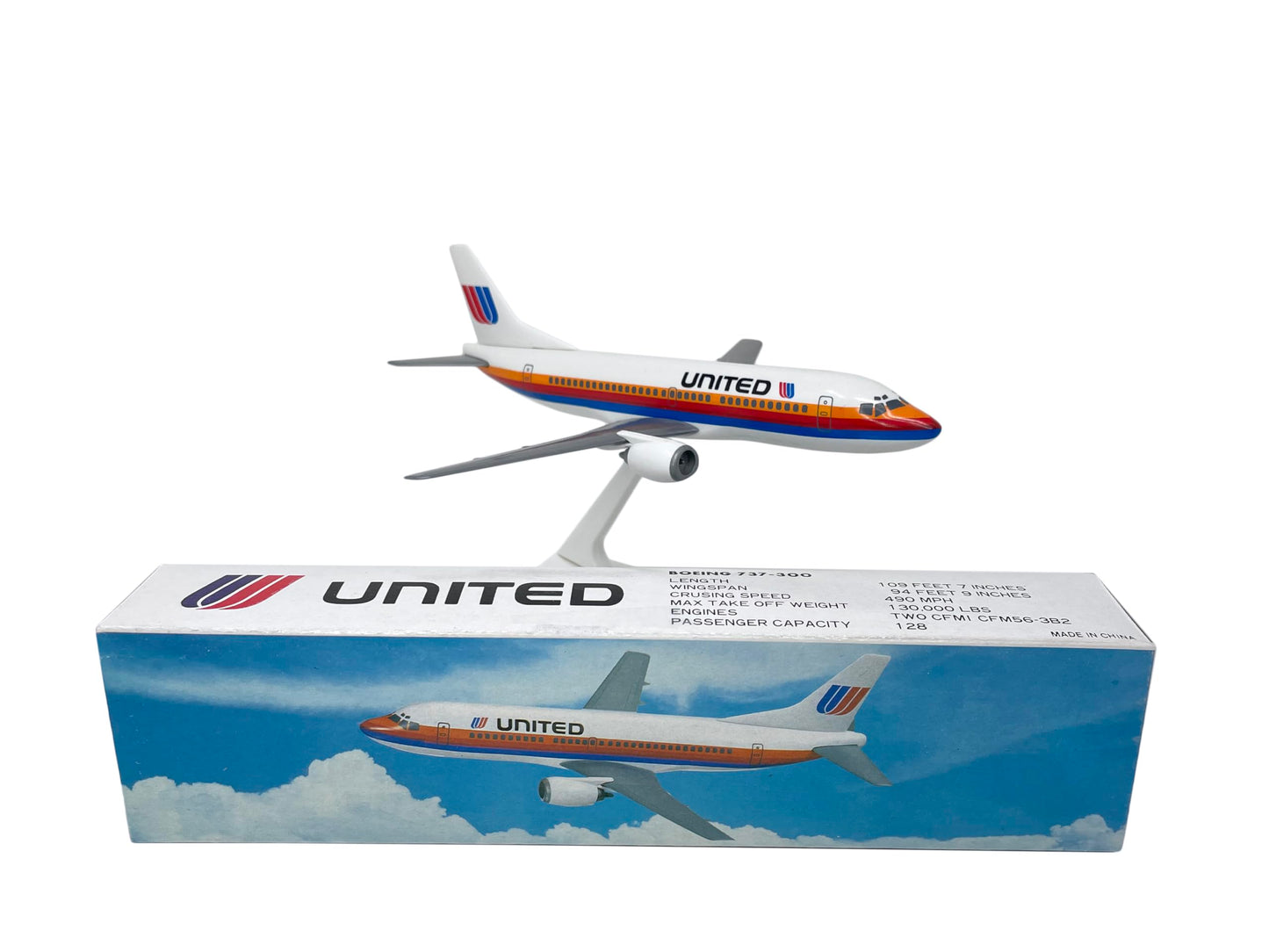 Flight Miniatures United (76-93) 737-300 1:180 Scale - Plastic Snap-Fit Model Airplane - Collectible Replica of United Airlines Aircraft - Part #ABO-73730F-003