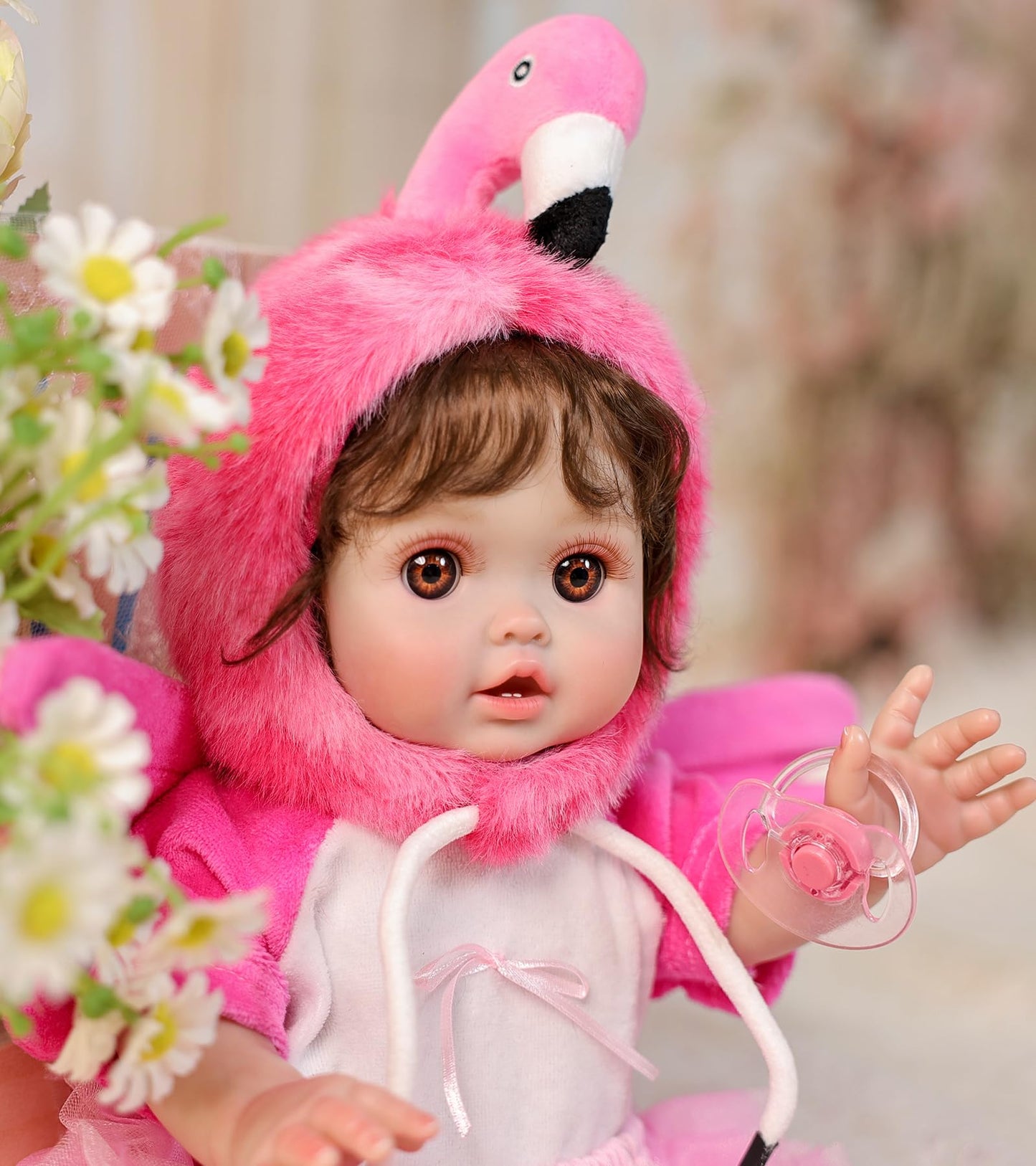 Cloveray Reborn Baby Dolls, 18 Inch Large Realistic Hand-Rooted Hair Lifelike Baby Dolls with Accessories for 3+ Year Old Girls Gifts, Pretend Play, Collection