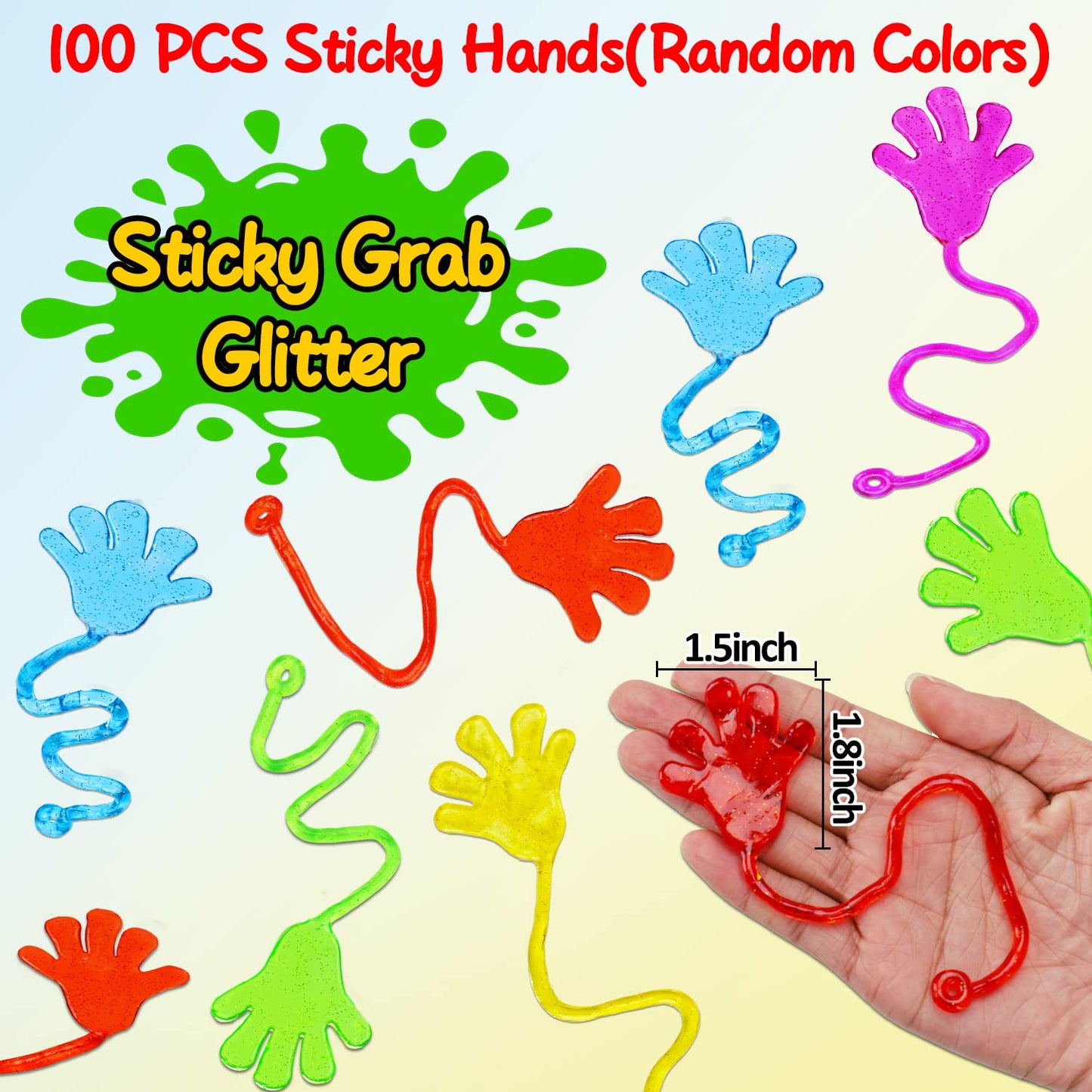 100PCS Sticky Hands Birthday Party Favors for Kids 4-8 8-12 Summer Goodie Bag Stuffers Classroom Treasure Box Toys Carnival Prizes Bulk Mini Treat Trinket Pinata Fillers End of Year Students Gifts