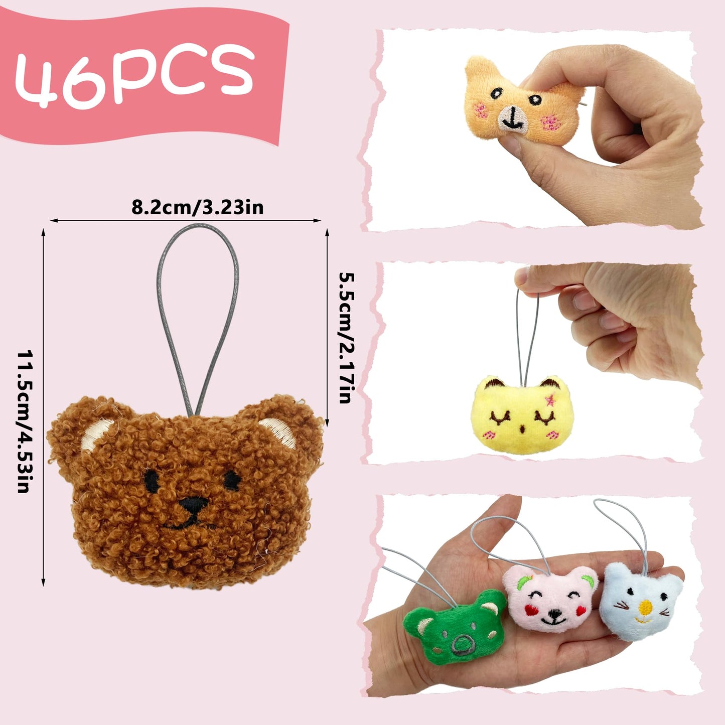 XIPEGPA 46 PCS Mini Animal Plush Toys Set Cute Small Animal Stuffed Toy Keychain for Party Favors Keychain Ornament for Goody Bag Easter Egg Stuffers Carnival Birthday Party Classroom Prizes