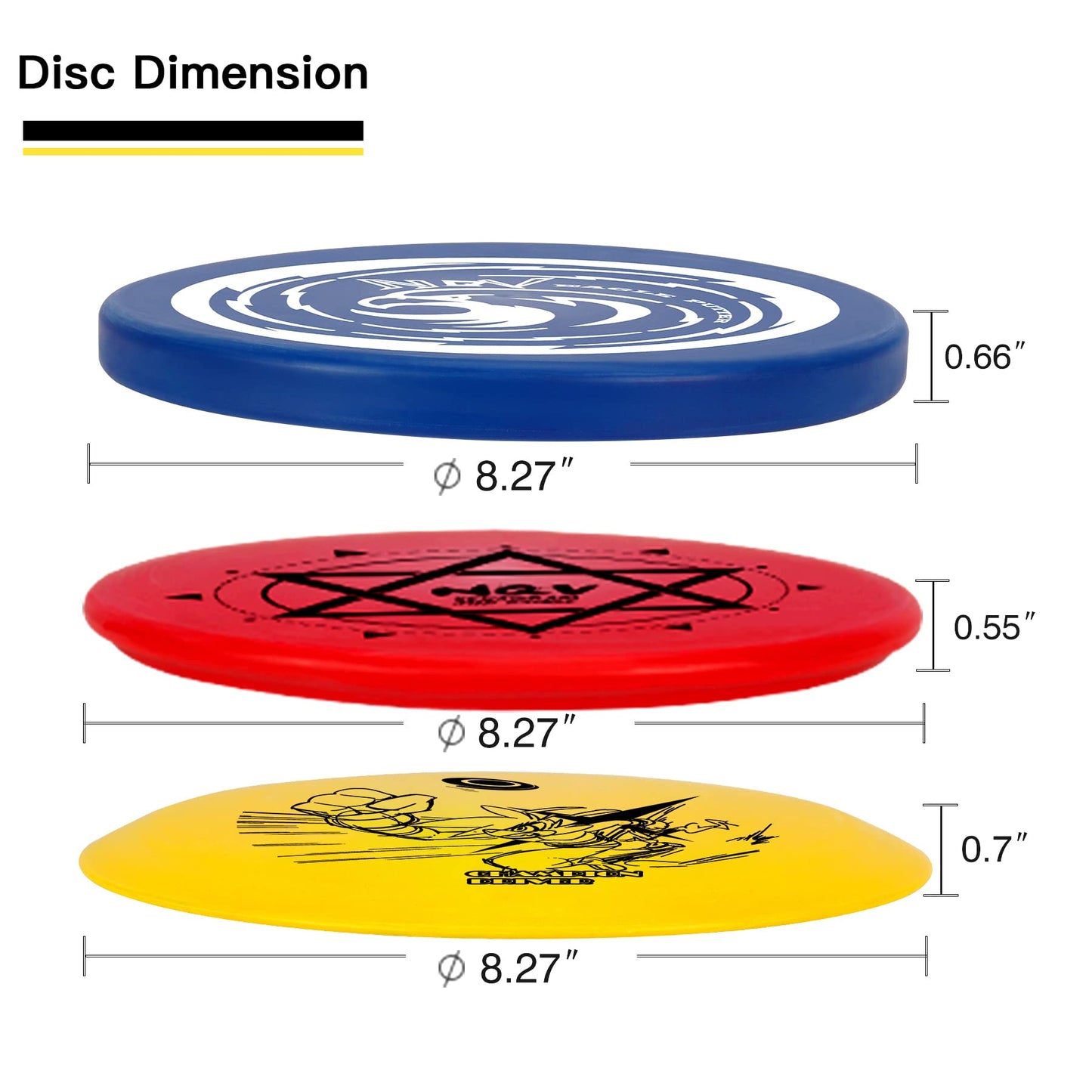 NQV Disc Golf Set,Disc Golf Starter Set-6 Pack Driver, Mid-Range and Putter Discs with Disc Golf Bag for Outdoor and Backyard(Black Bag), Medium