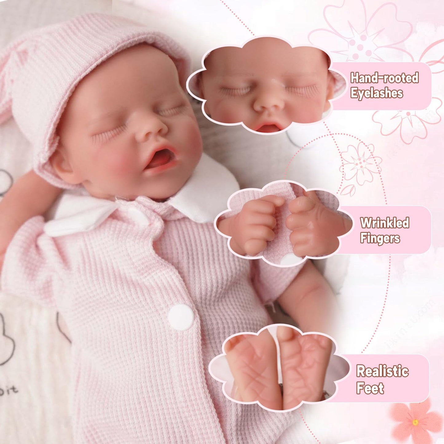GUIENRLEA Reborn Baby Dolls Silicone Full Body, 12 Inch Platinum Silicone Bathable Poseable Soft Lifelike Newborn Body Dolls for Kids 3+ & Collectors