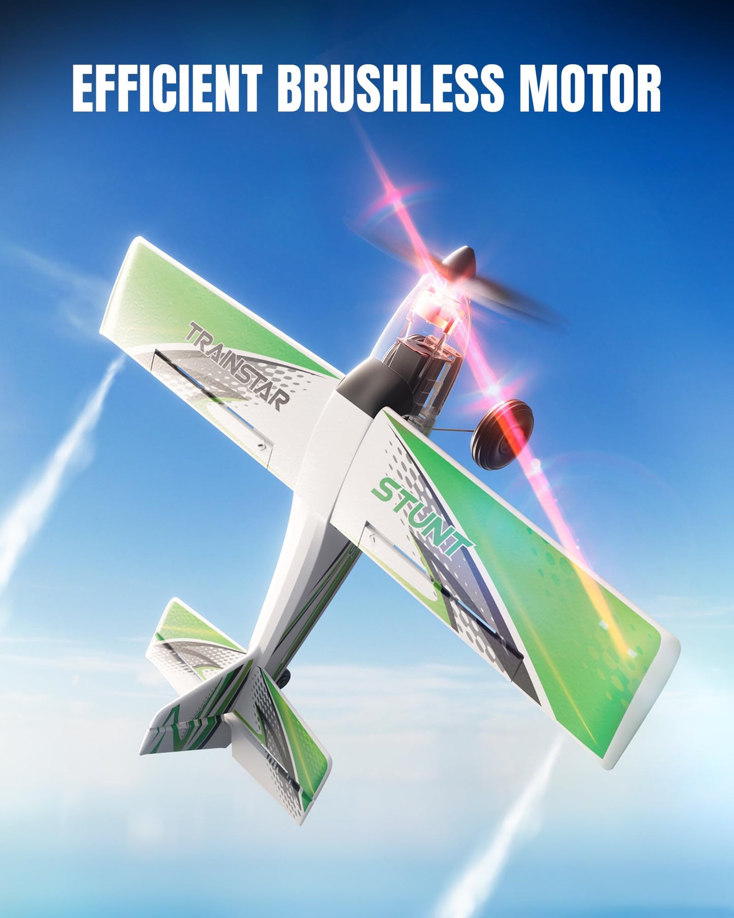 volantexrc 4 CH RC Plane TrainStar 500mm Brushless Remote Control Airplane Fighter RTF with 6-Axis Gyro,3 Modes & Aerobatics, 2.4GHz Radio Controlled Aircraft for Beginners & Adults (Green)
