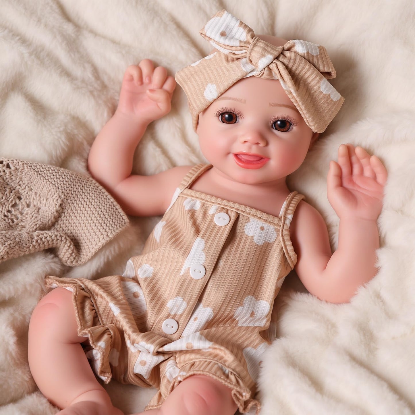 BABESIDE Reborn Baby Dolls Silicone Full Body - 16 Inch Silicone Baby Doll, Realistic Baby Doll Girl with Lifelike Details, Soft Full Body Gift for Girls Ages 3+