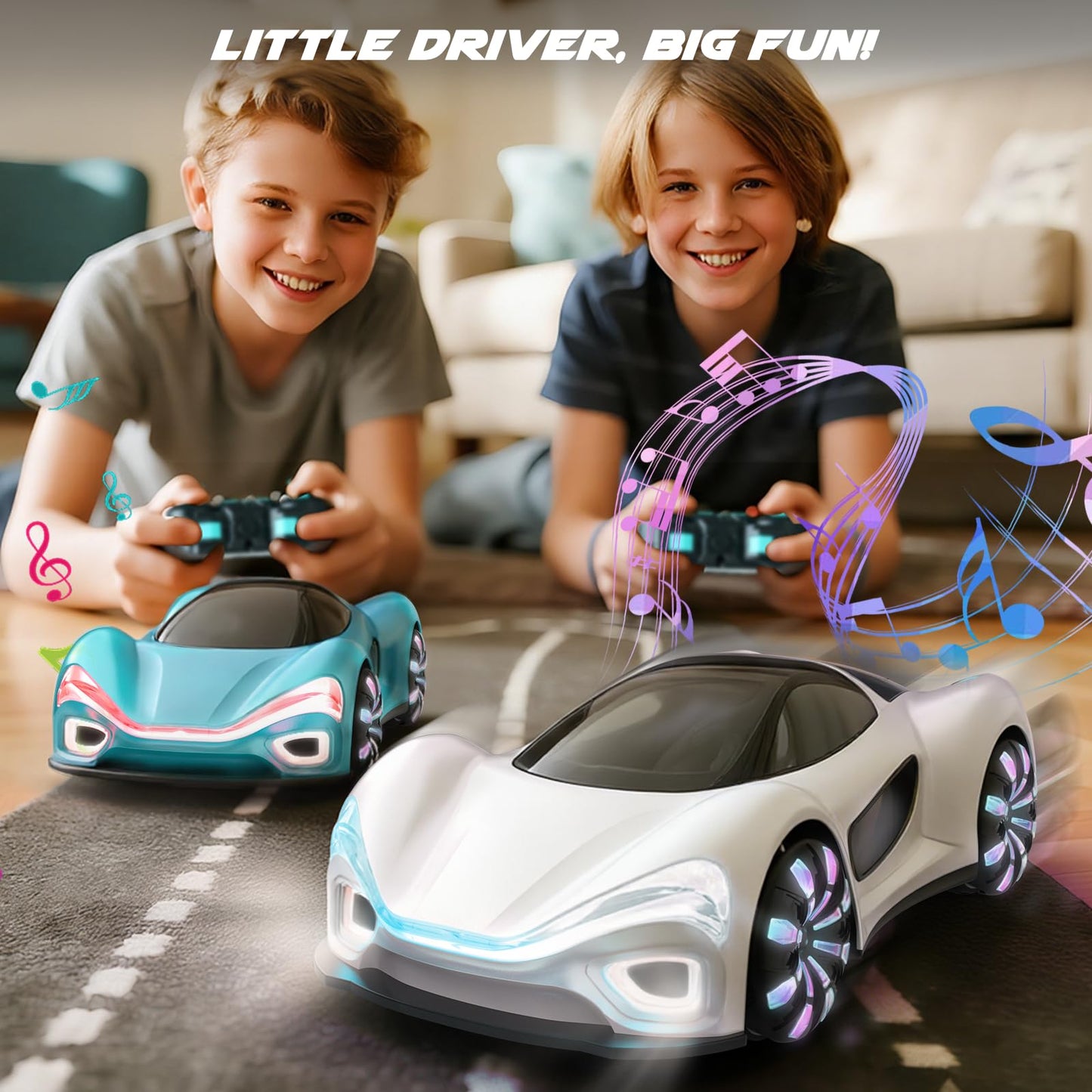 SIMREX Gesture Sensing Remote Control Car with Charging Dock - 360° Rotate Drift RC Stunt Car Toy, 40 Min Playtime, Dual Control, Spray Mist & LED Lights, Birthday Gift for Kids Boys Girls（Blue）