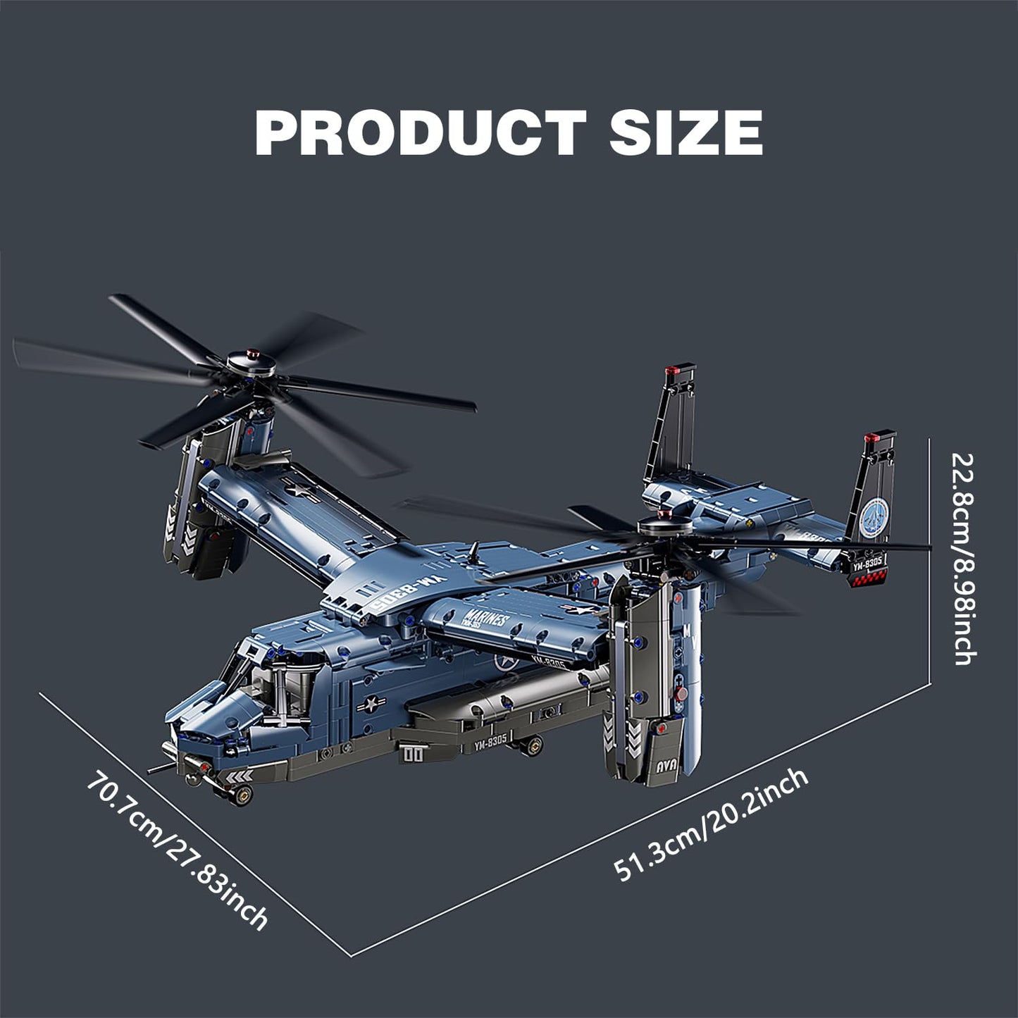 Chodia Military Helicopter Building Blocks Set,Fighter Jet Model Toys,V-22 Osprey Army Airplane Kits with Ratoting Propeller,STEM Christmas Xmas Birthday Gifts for Adult Boys Teens 8-14 14+(1486PCS)